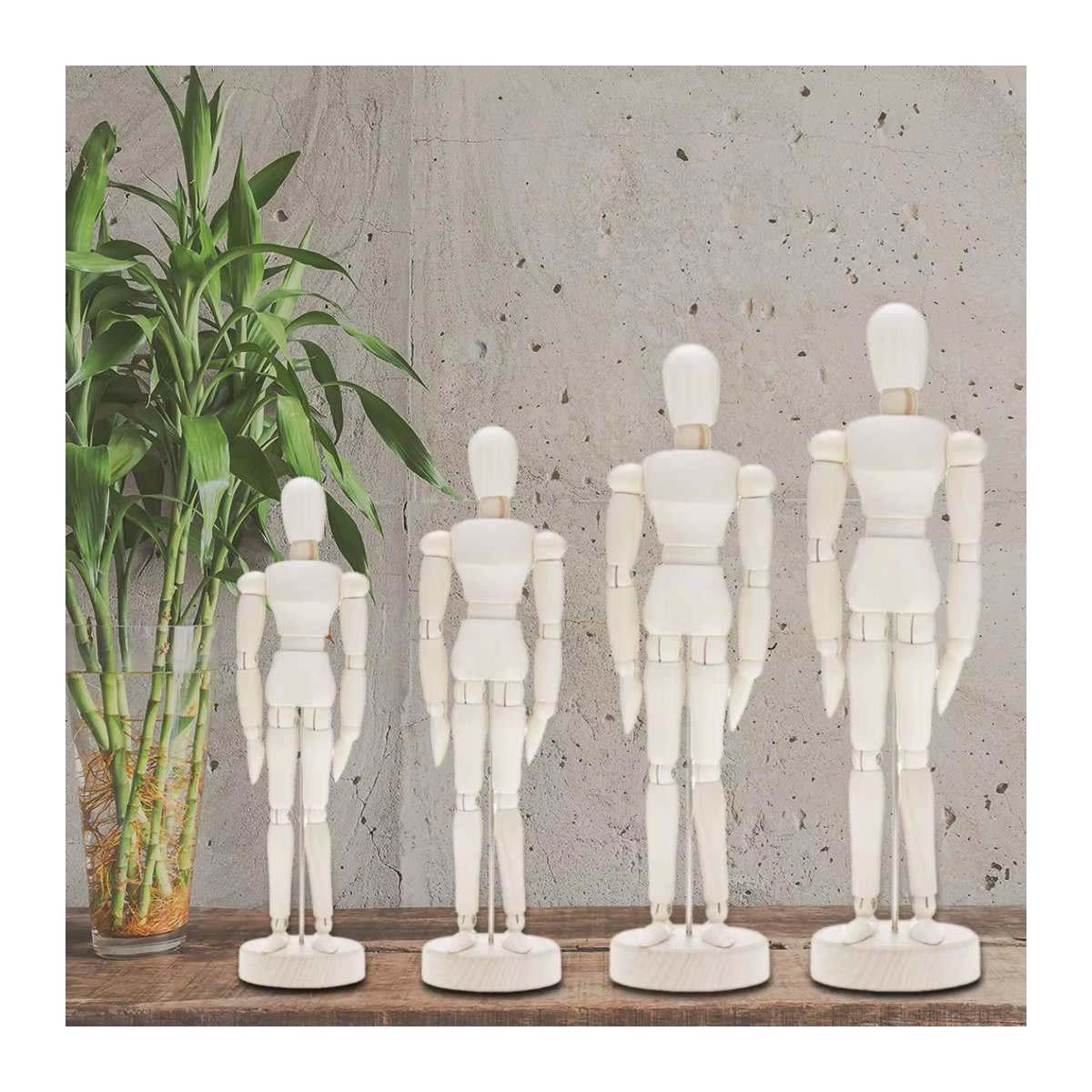 MOJOYCE Bewegliche Holzpuppe als Zeichenmodell für Skizzen und Kunsthandwerk in Weiß und Beige, Höhe: 11,4 cm, Breite: 11,4 cm, Tiefe: 11,4 cm - Bild 2