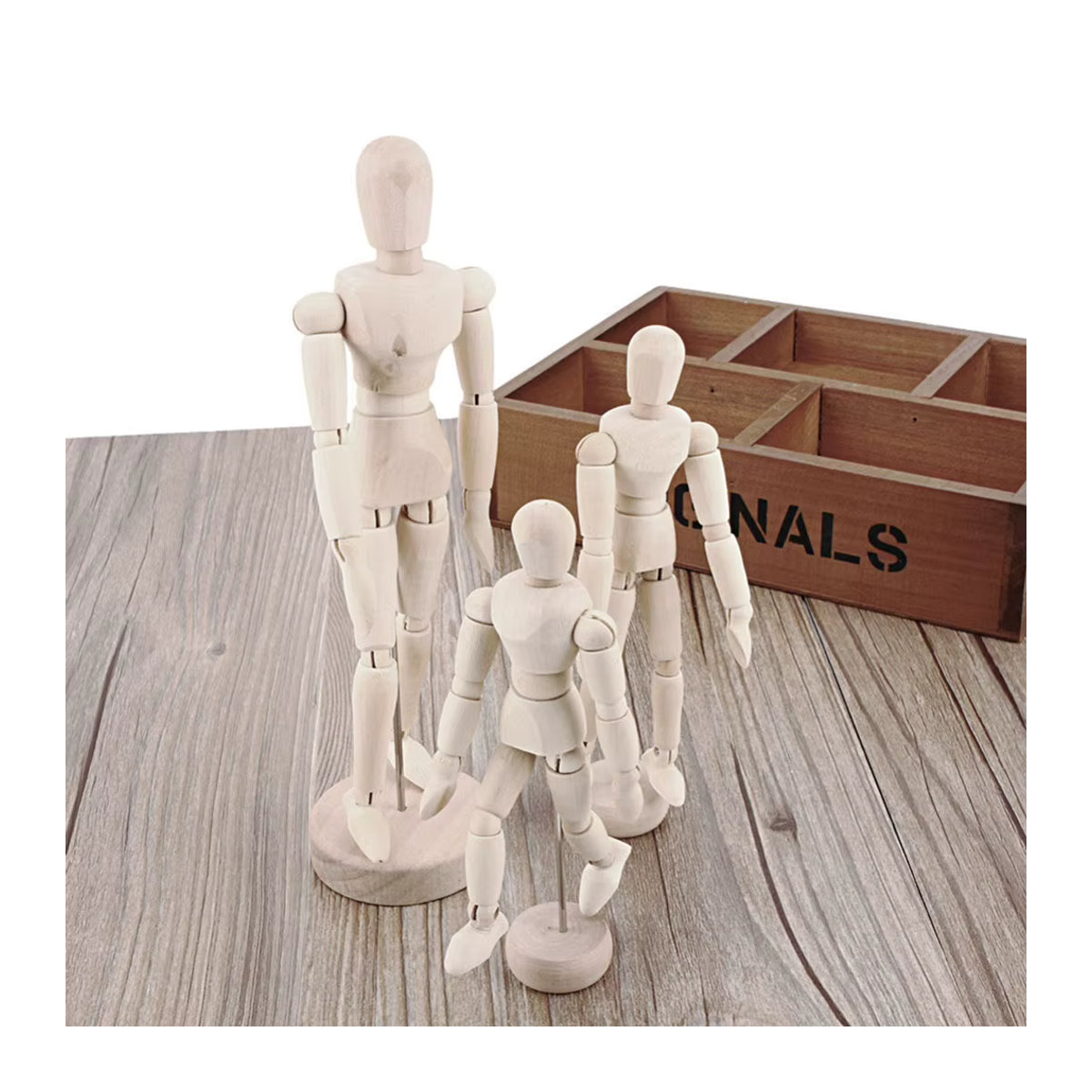 MOJOYCE Bewegliche Holzpuppe als Zeichenmodell für Skizzen und Kunsthandwerk in Weiß und Beige, Höhe: 11,4 cm, Breite: 11,4 cm, Tiefe: 11,4 cm - Bild 3