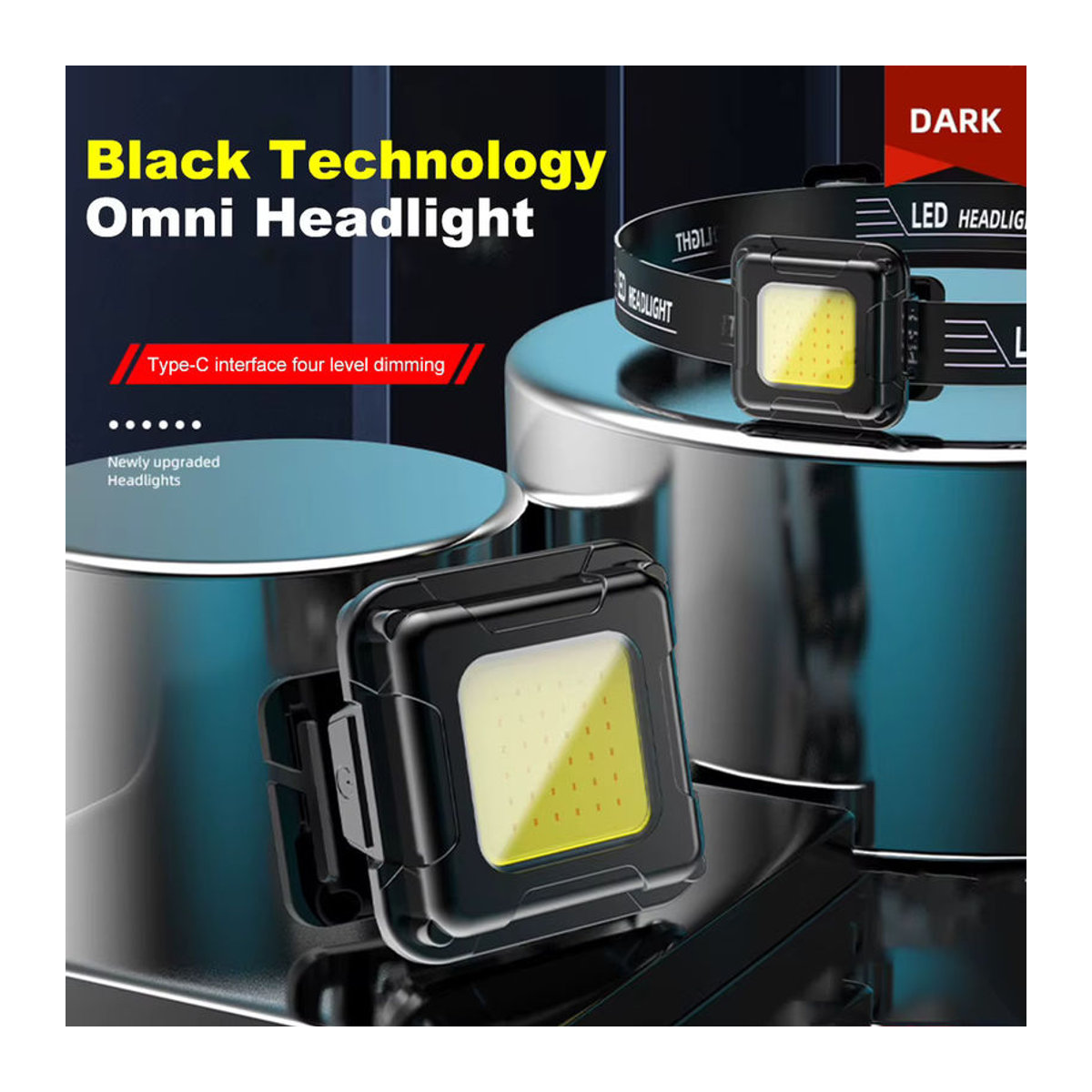 MOJOYCE Mini COB LED Outdoor-Scheinwerfer als multifunktionale USB wiederaufladbare Stirnlampe für Camping, Angeln und Wandern - Bild 2