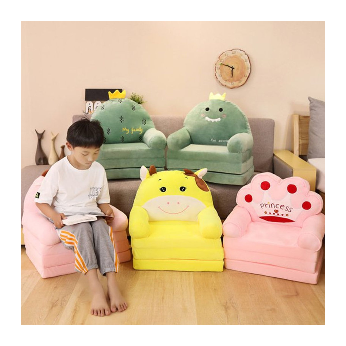 MOMO Kinder Sofa aus Samt in Bunt als Klappbares Baby Sofa Bett für Mädchen und Kleinkinder - Bild 1
