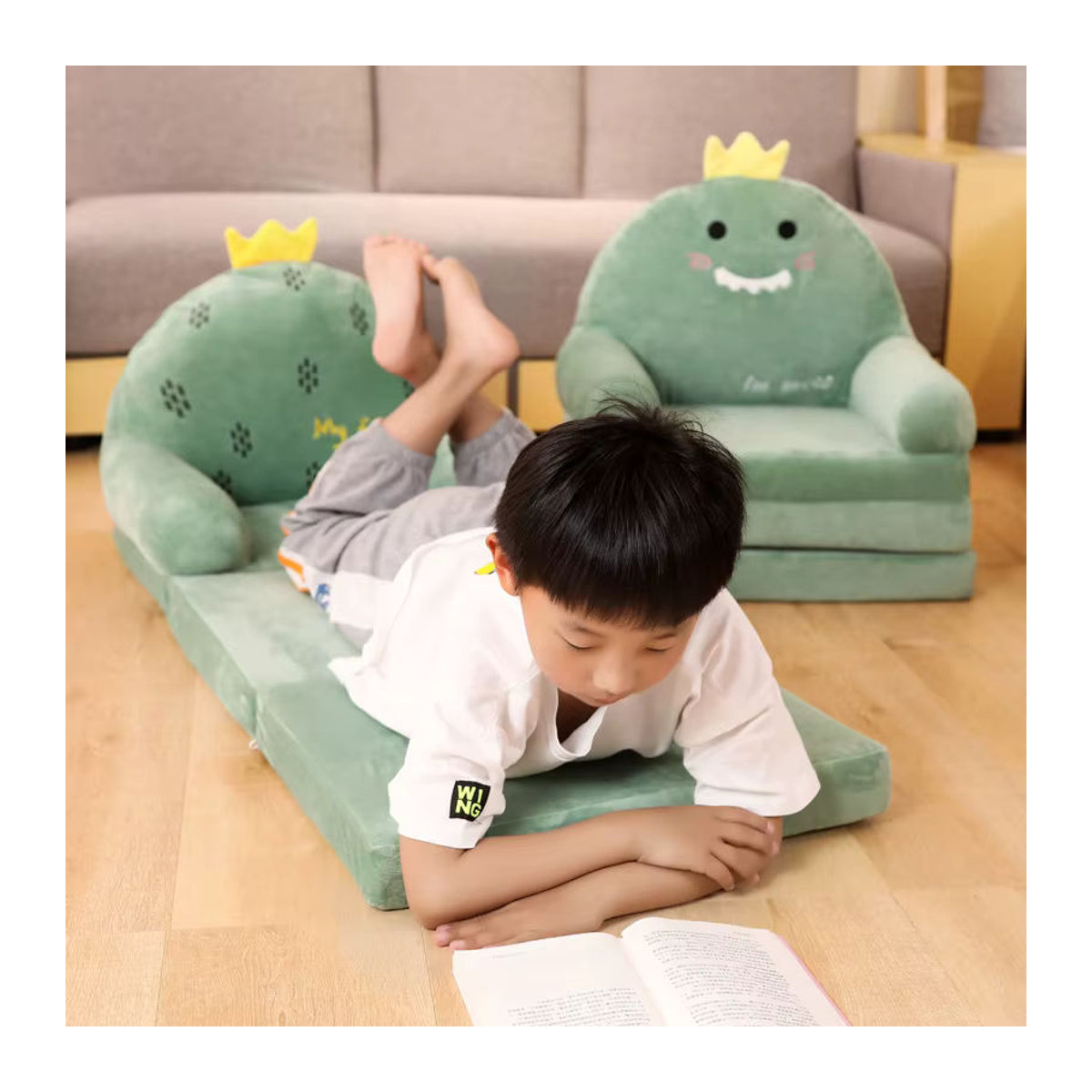 MOMO Kinder Sofa aus Samt in Bunt als Klappbares Baby Sofa Bett für Mädchen und Kleinkinder - Bild 2