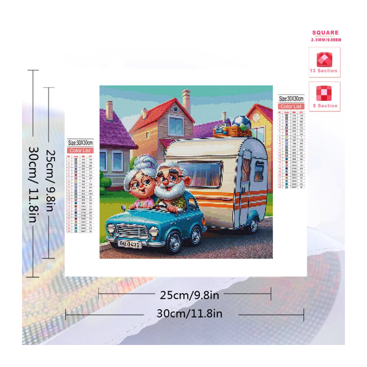Momoart 5D Diamantmalerei Porträt Großeltern als Rundes Mosaik-Stickerei-Set für Kinder in Mehrfarbig - Bild 2