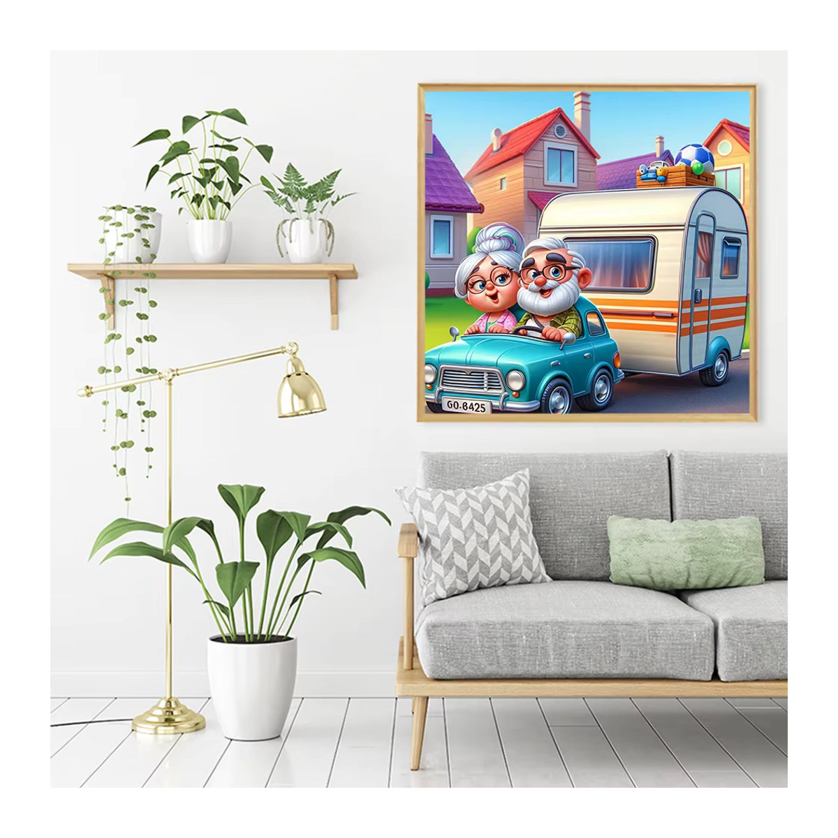 Momoart 5D Diamantmalerei Porträt Großeltern als Rundes Mosaik-Stickerei-Set für Kinder in Mehrfarbig - Bild 3