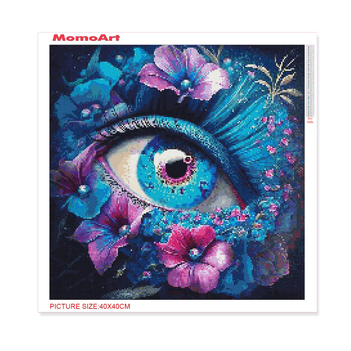 Momoart 5D DIY Diamantmalerei Auge Porträt mit Gänseblümchen Blume als mehrfarbiges Strass Mosaik Wandbild für Kinder - Bild 2