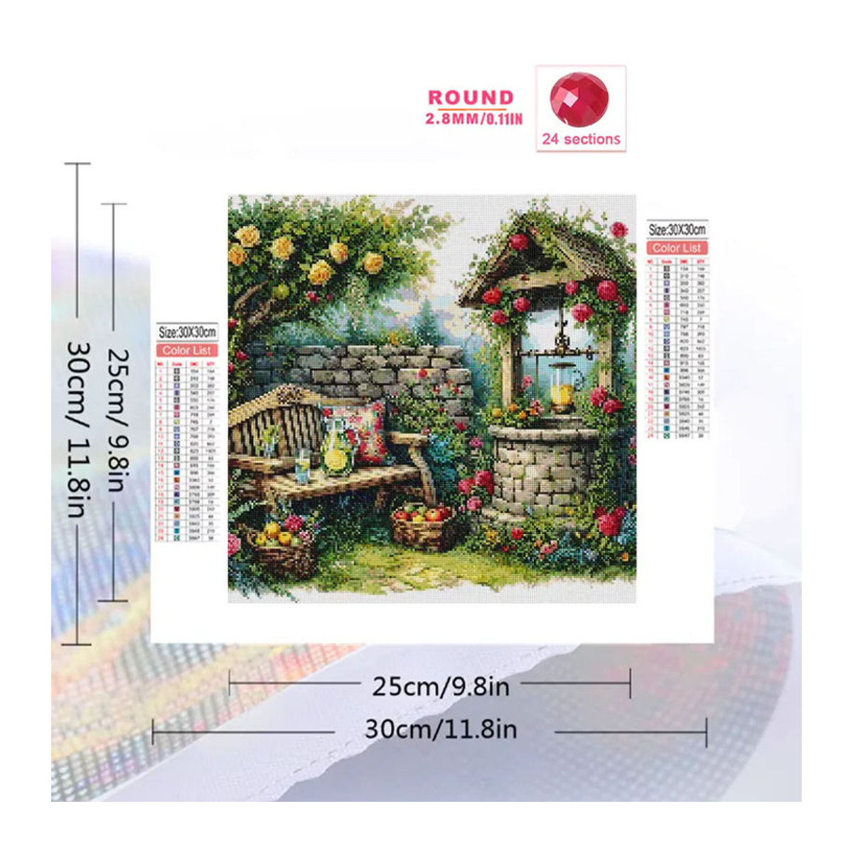 Momoart 5D Garten-Diamantmalerei Landschaft mit Blumen-Motiv als DIY-Stickerei für Anfänger und Kinder, mehrfarbig - Bild 2
