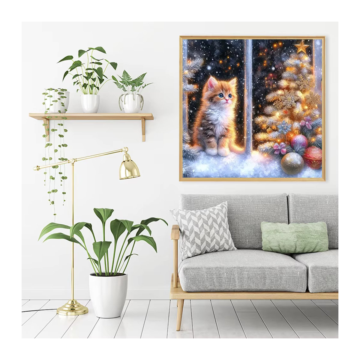 Momoart Diamant-Gemälde Katze als quadratisches Mosaik in Mehrfarbig zur Wandmontage - Bild 3