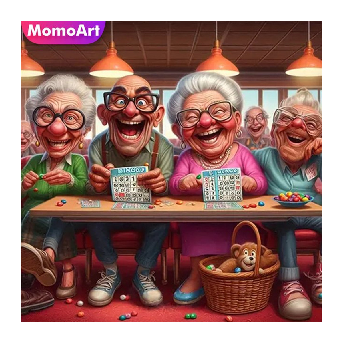 Momoart Diamant-Gemälde Porträt von Mann und Frau als rundes Mosaik-Kunsthandwerk in Mehrfarbig - Bild 1