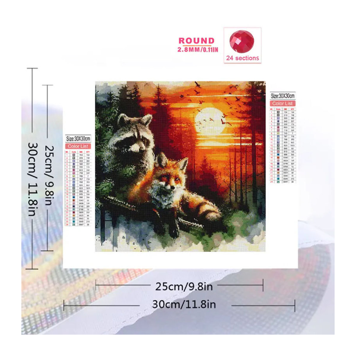 Momoart Diamant-Malerei Fuchs und Waschbär DIY Mosaik Set für Anfänger in Mehrfarbig - Bild 2