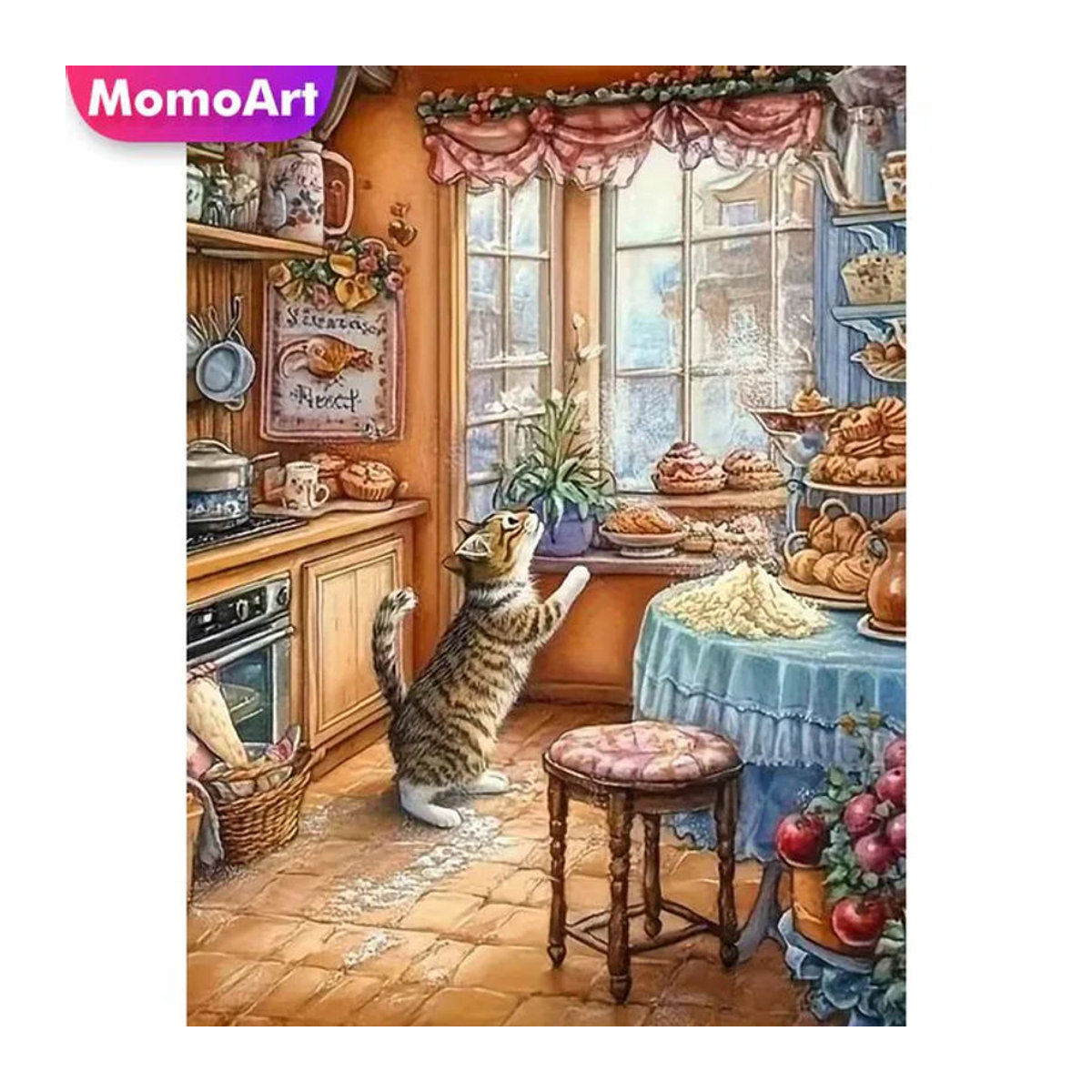 Momoart Diamant-Malerei Katze DIY Strass-Mosaik Bild in Mehrfarbig - Bild 1