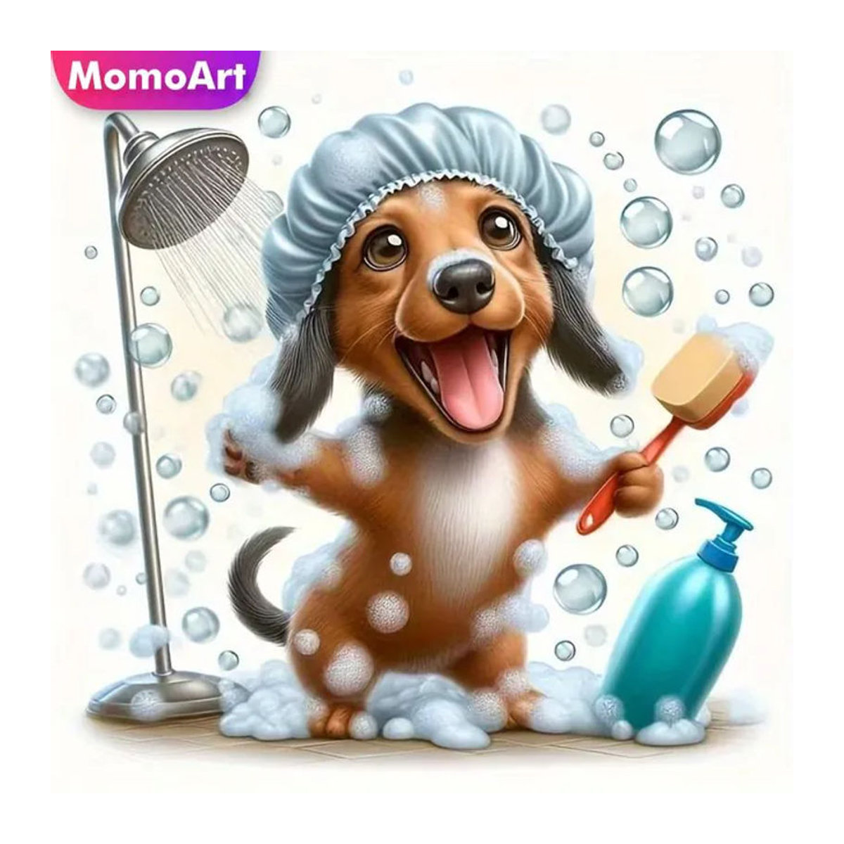 Momoart Diamant-Mosaik DIY-Set Hund Tier Wandkunst Rund Mehrfarbig - Bild 1