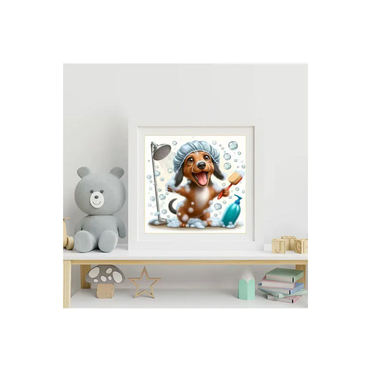 Momoart Diamant-Mosaik DIY-Set Hund Tier Wandkunst Rund Mehrfarbig - Bild 4