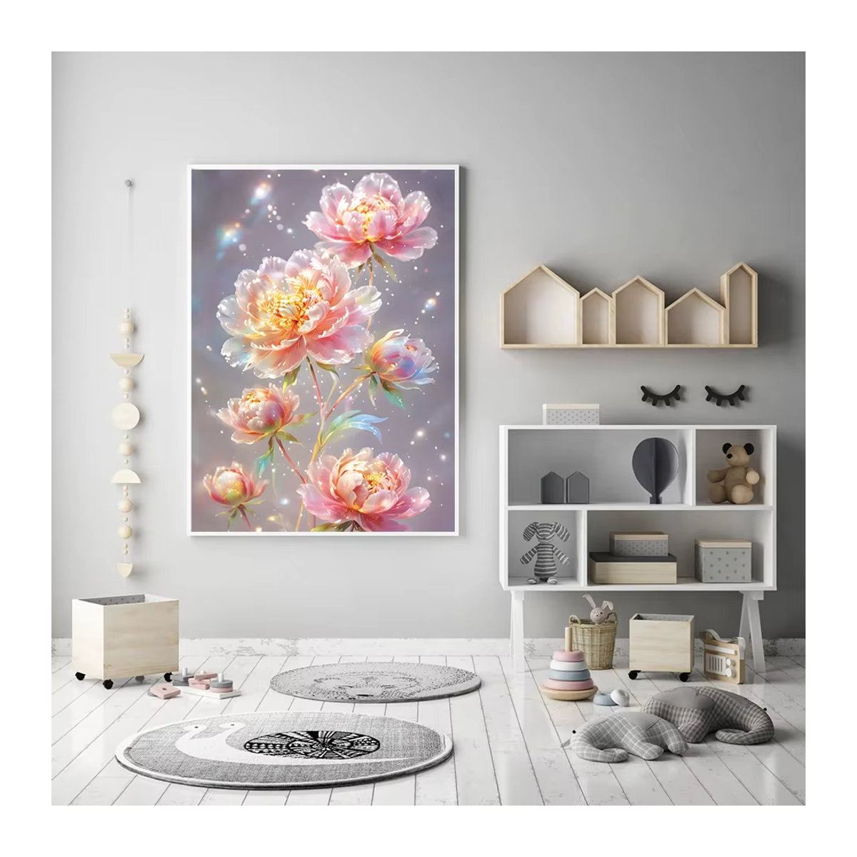 Momoart Diamant Mosaik Set Pfingstrose Blume 5D DIY Kreuzstich Stickerei mehrfarbig B/H: 40 x 30 cm - Bild 3