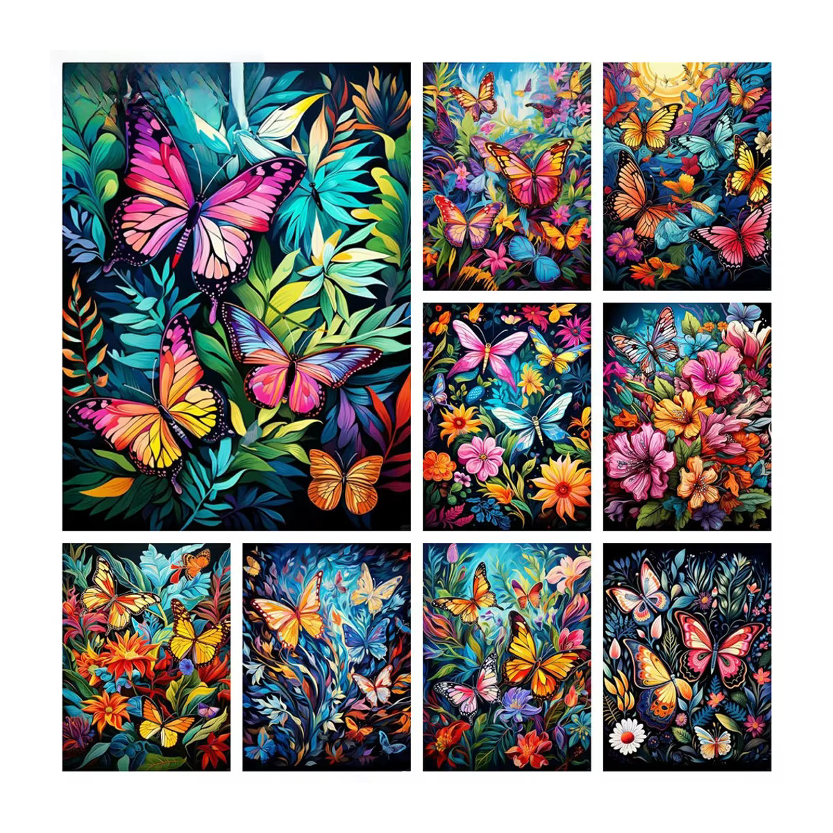 Momoart Diamant Stickerei DIY Mosaik Set mit Schmetterling und Blumen in Mehrfarbig - Bild 2
