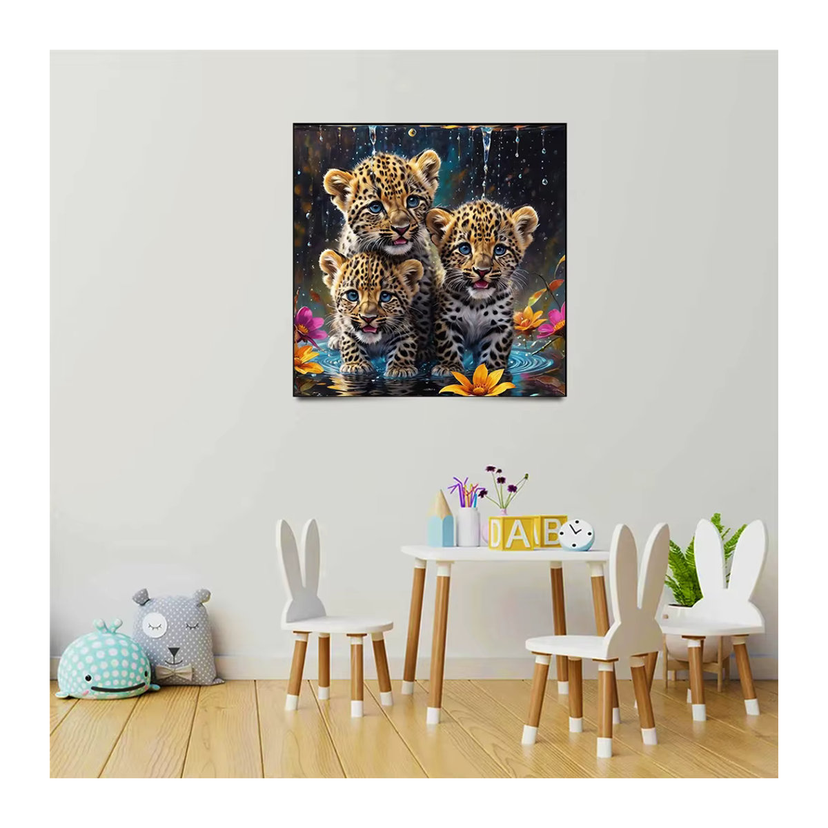 Momoart Diamant Stickerei Leopard DIY Malerei als rundes Mosaik Wanddekor in Mehrfarbig - Bild 3