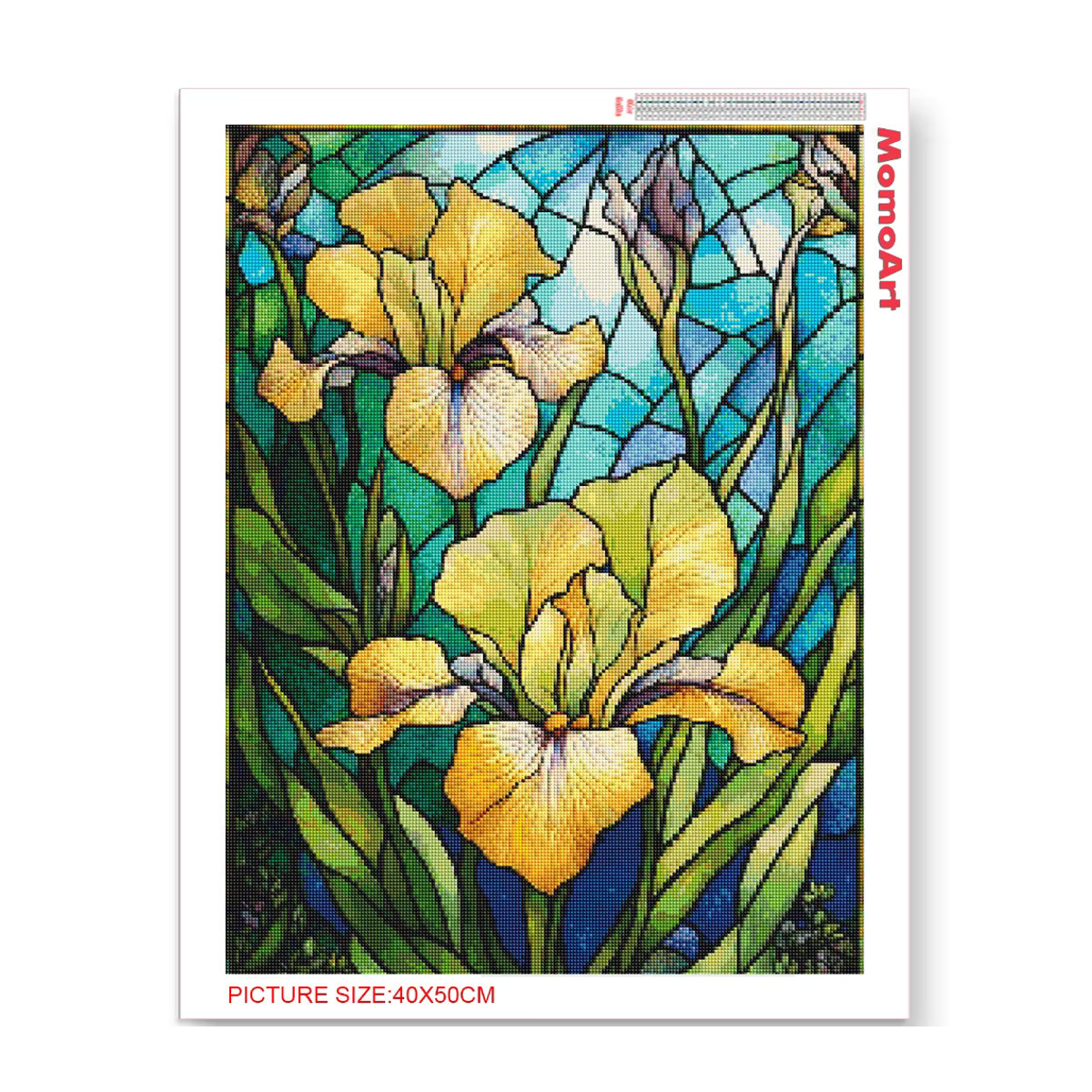 Momoart Diamantmalerei Blumenmosaik mit Rosen, Sonnenblumen und Pfingstrosen, rund, mehrfarbig, Durchmesser: 30 cm - Bild 2