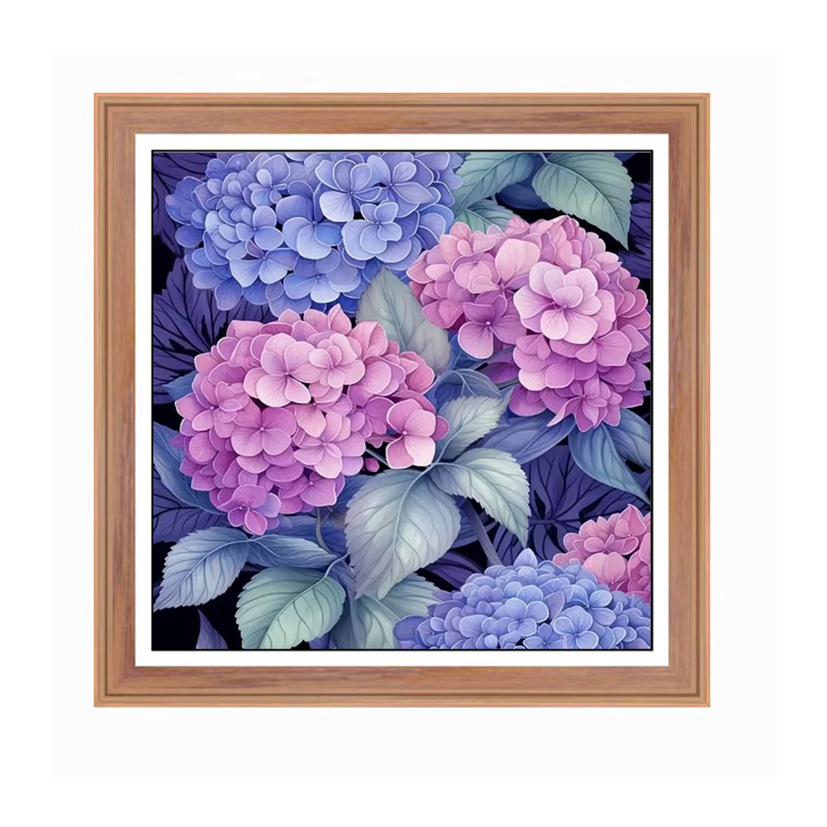 Momoart Diamantmalerei Hortensien Blume als Stickerei-Set in Mehrfarbig mit Holzrahmen - Bild 3