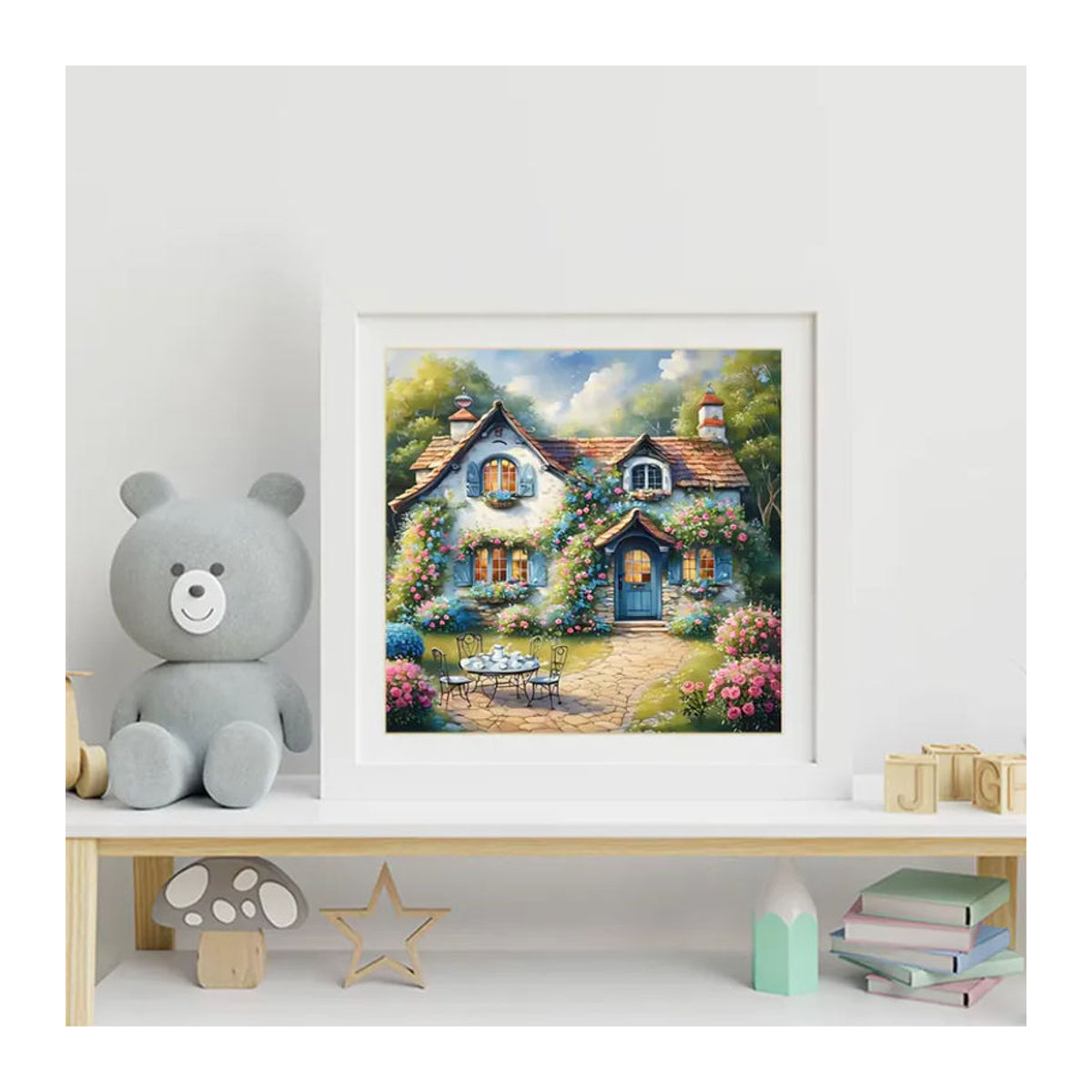 Momoart Diamantmalerei Landhaus-Landschaft als DIY-Mosaik-Set für Anfänger und Kinder, mehrfarbig - Bild 3