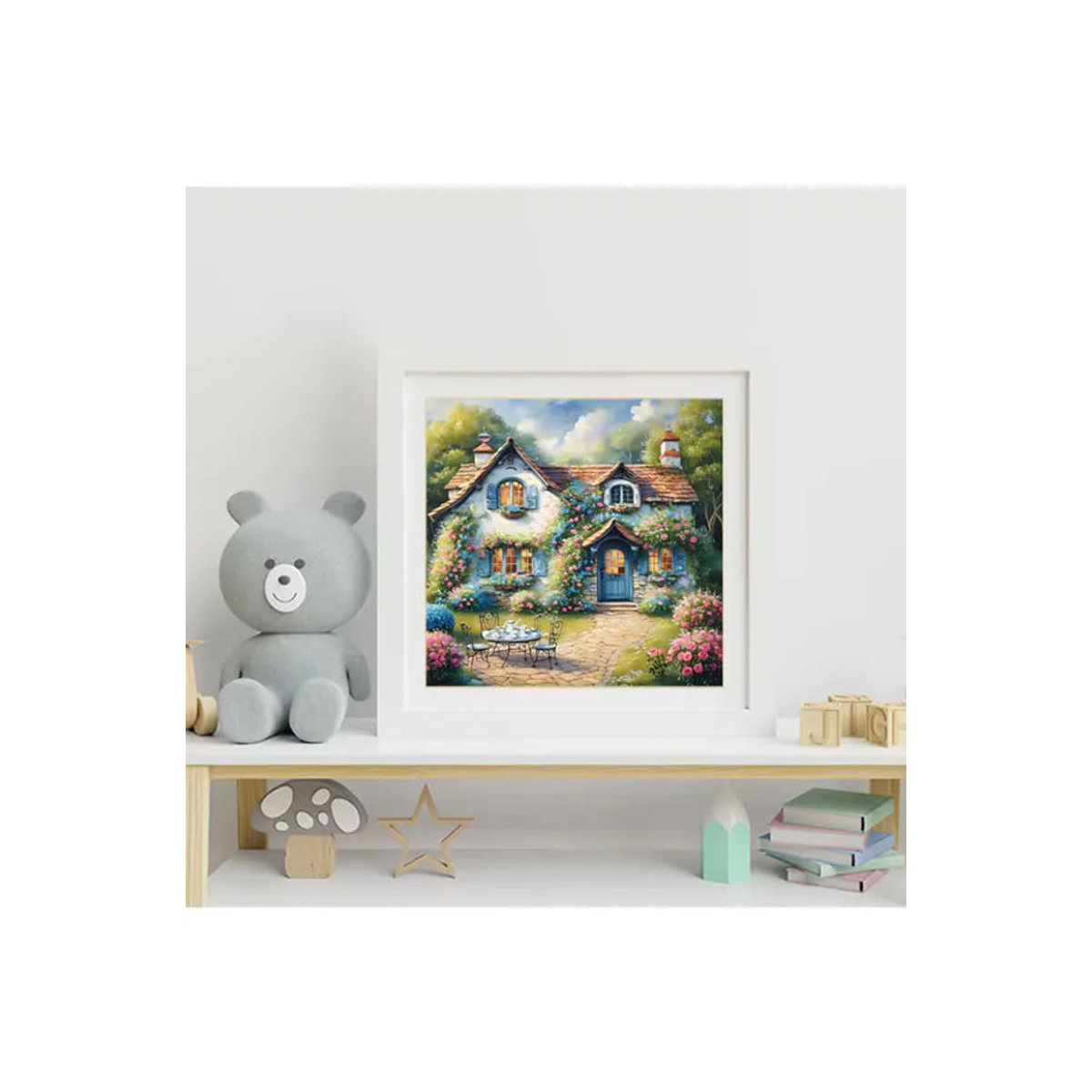 Momoart Diamantmalerei Landhaus-Landschaft als DIY-Mosaik-Set für Anfänger und Kinder, mehrfarbig - Bild 4