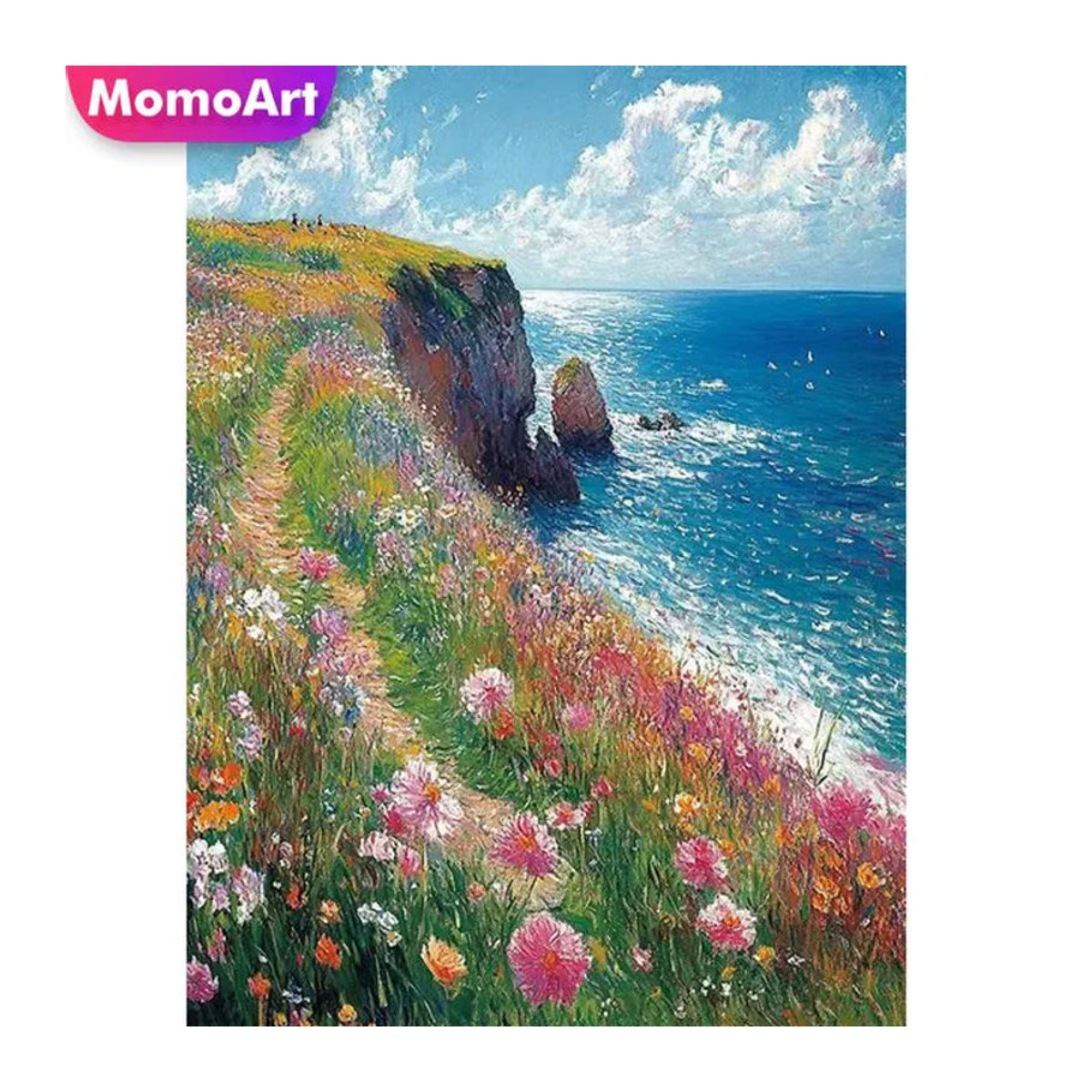 Momoart Diamantmalerei Meereslandschaft DIY Set mit floralen Elementen in Mehrfarbig für Anfänger zur Heimdekoration - Bild 1