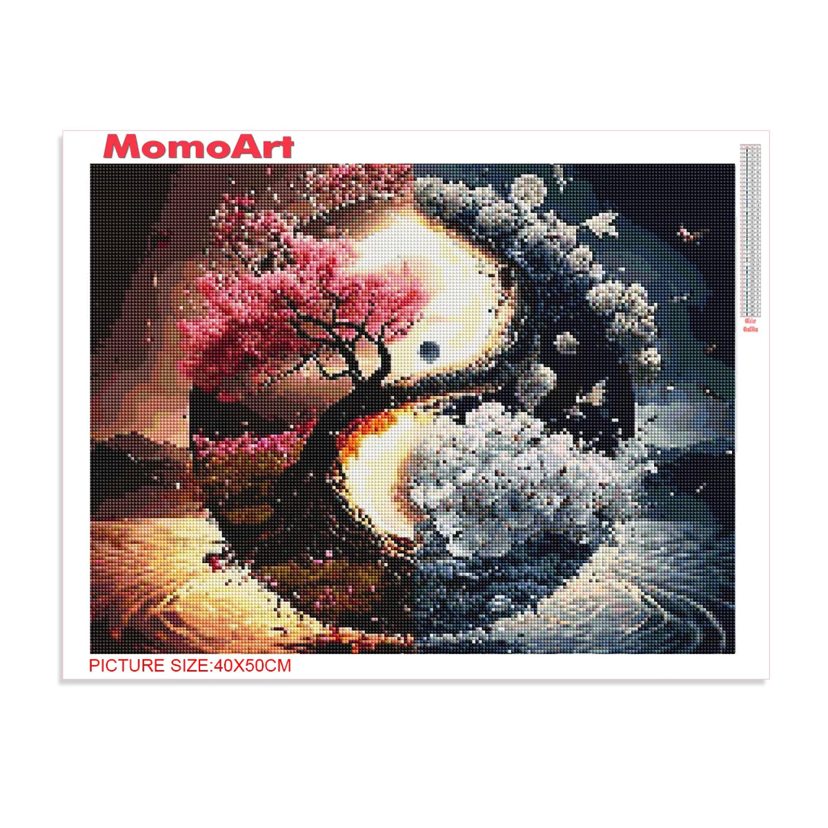 MomoArt Diamond Painting Set Fantasie-Landschaft mit Tai Chi Motiv, Mehrfarbig, Abstract Mosaik-Wandkunst mit runden Strasssteinen - Bild 2