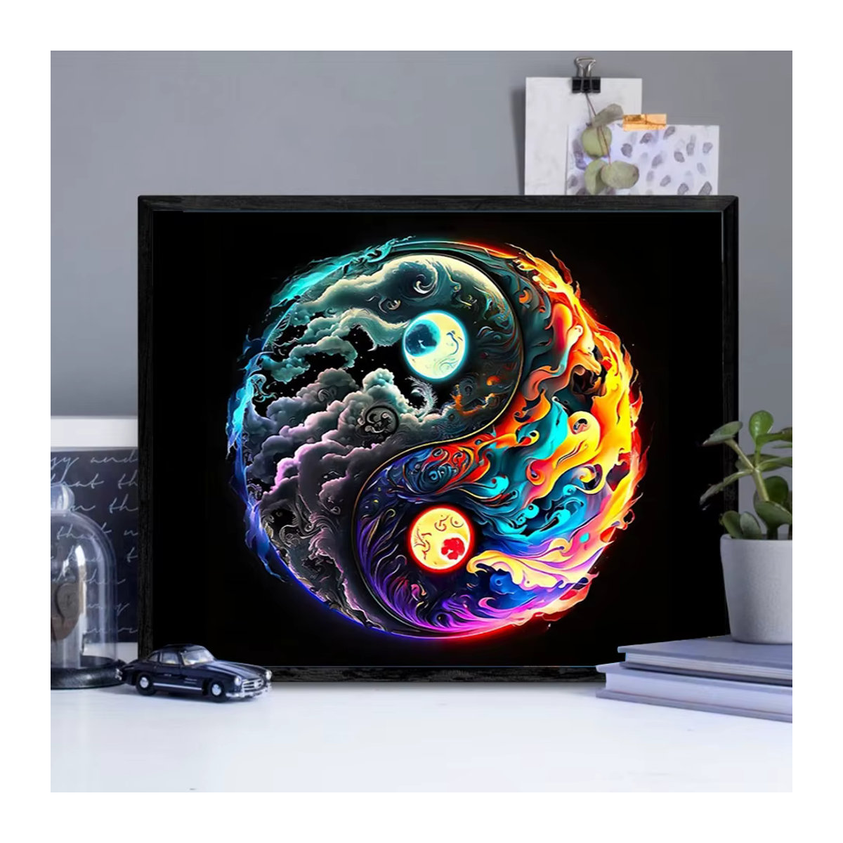 MomoArt Diamond Painting Set Fantasie-Landschaft mit Tai Chi Motiv, Mehrfarbig, Abstract Mosaik-Wandkunst mit runden Strasssteinen - Bild 3