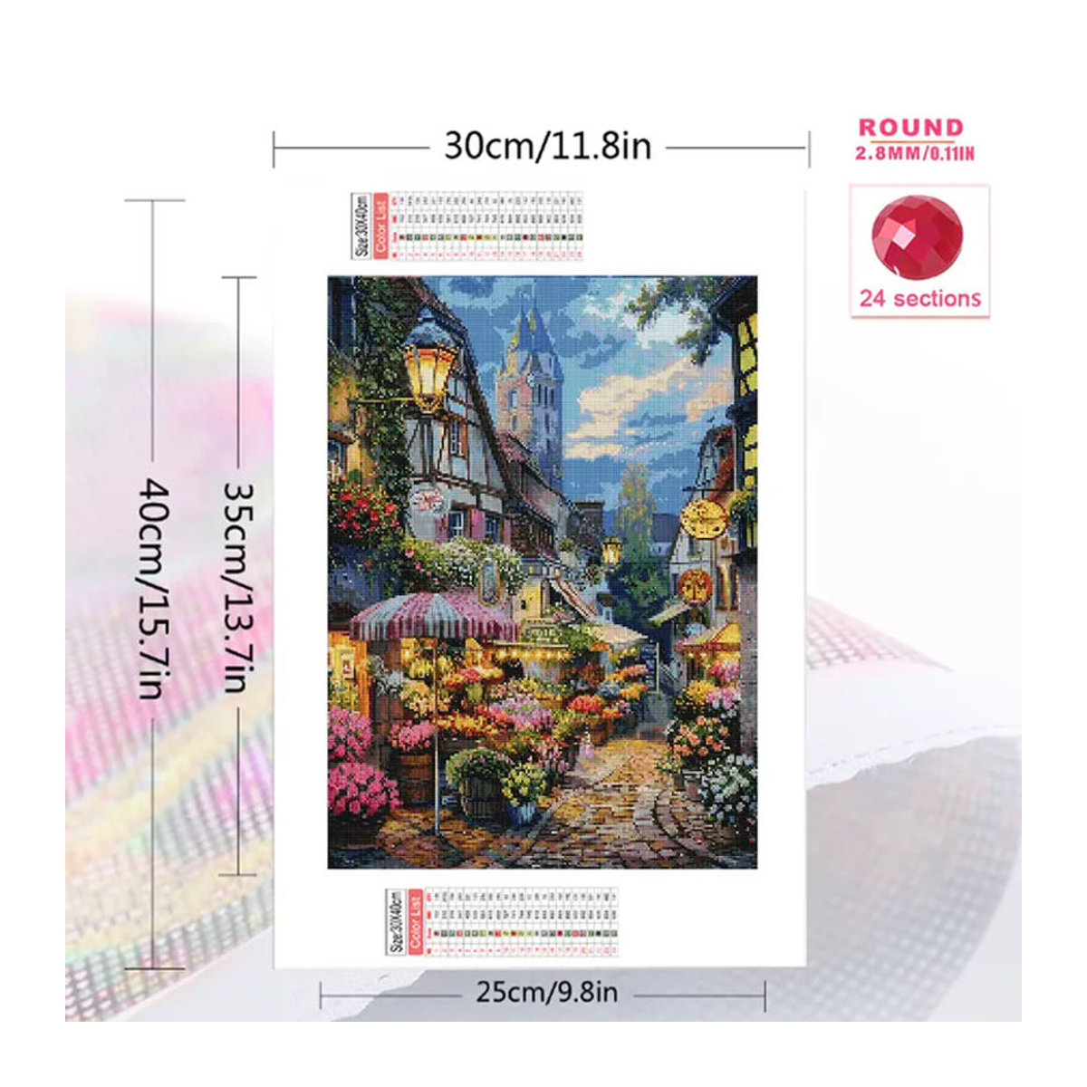 Momoart Diamond Painting Set Landhaus Landschaft mit Runddiamanten in Mehrfarbig als DIY Mosaik Stickerei - Bild 2