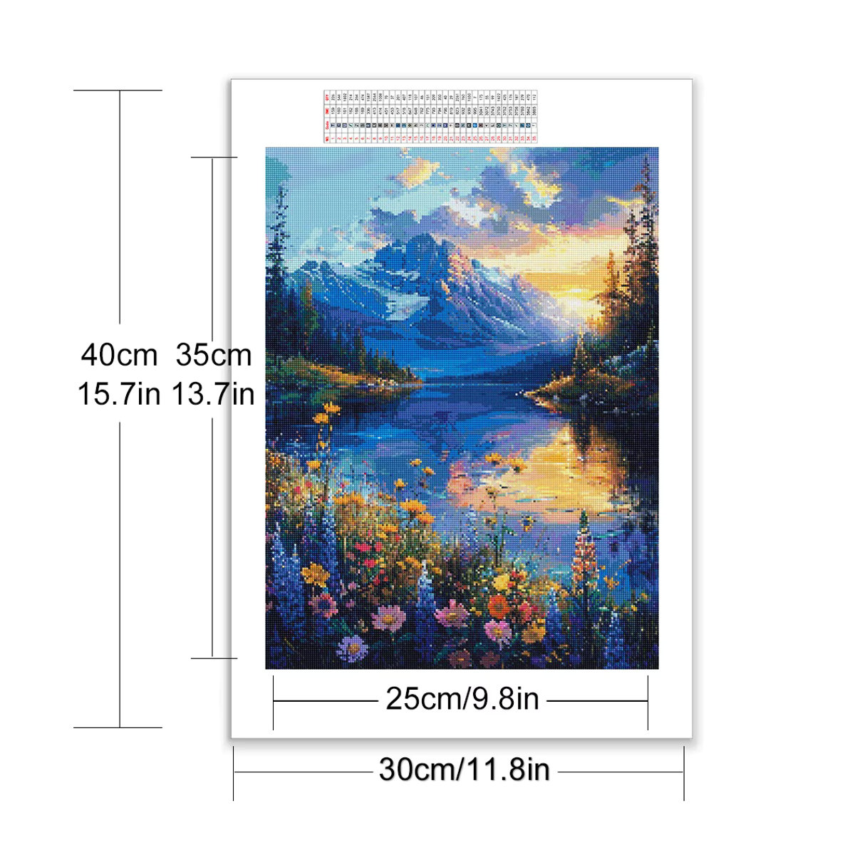 Momoart Diamond Painting Set Sonnenuntergang Landschaft mit Fluss und floralen Elementen, Mehrfarbig - Bild 2