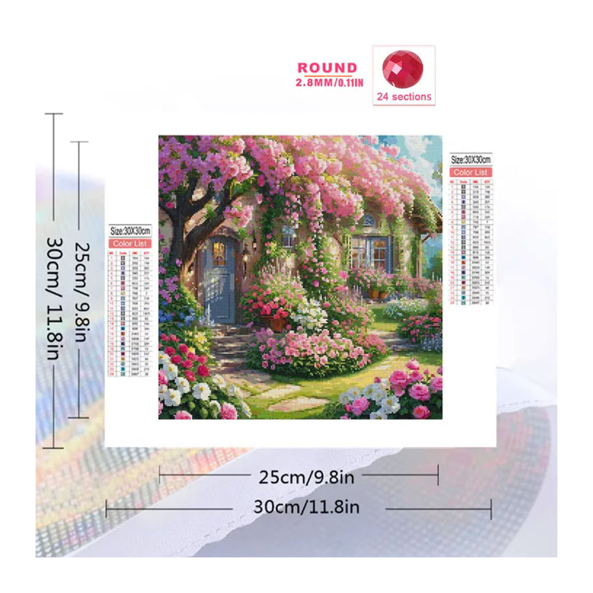 Momoart DIY Diamant-Stickerei Gartenlandschaft mit floralem Frühlingsmotiv in Mehrfarbig - Bild 2