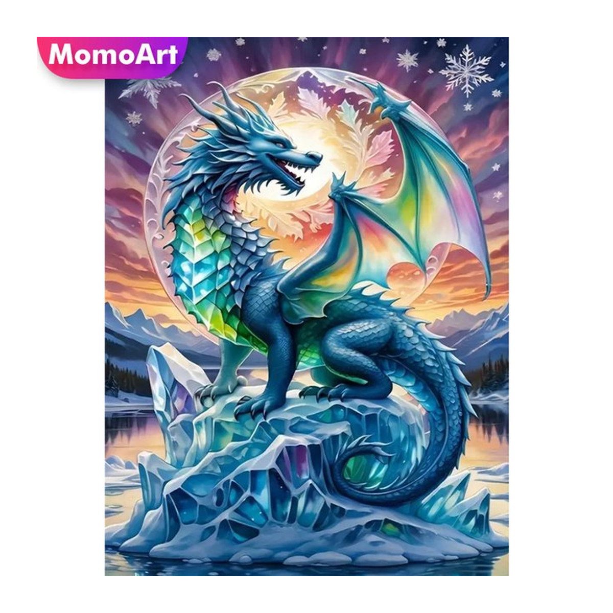 MomoArt DIY Diamant Stickerei Set Dinosaurier und Drache als 5D Mosaik Bild für Kinder in Mehrfarbig - Bild 1