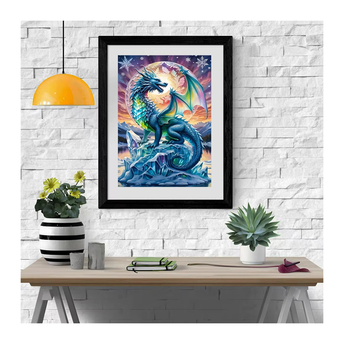 MomoArt DIY Diamant Stickerei Set Dinosaurier und Drache als 5D Mosaik Bild für Kinder in Mehrfarbig - Bild 3