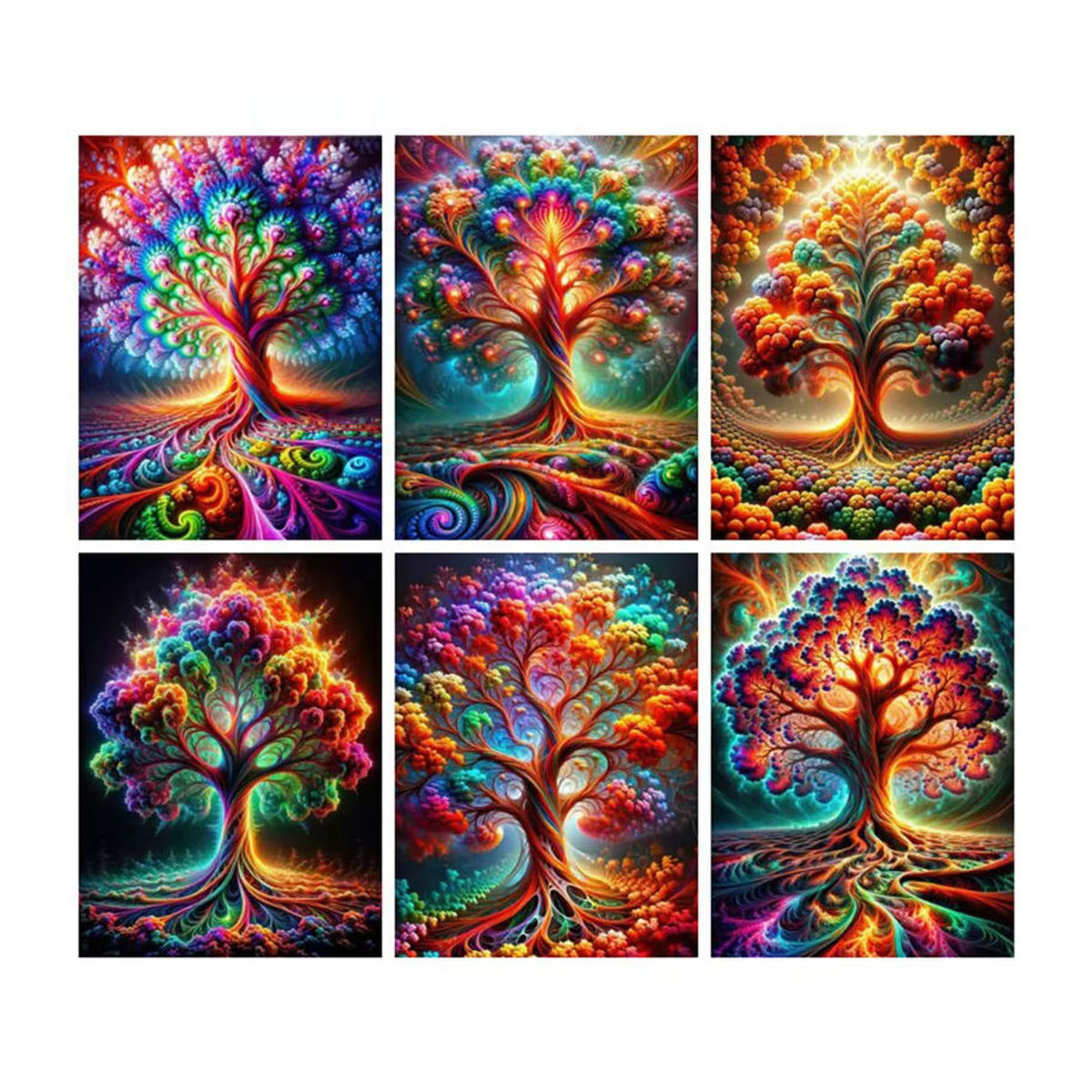 Momoart DIY Diamantmalerei Baum des Lebens als abstrakte Mosaik Landschaft in Mehrfarbig mit runden Stickereisteinen zur Wandmontage - Bild 4