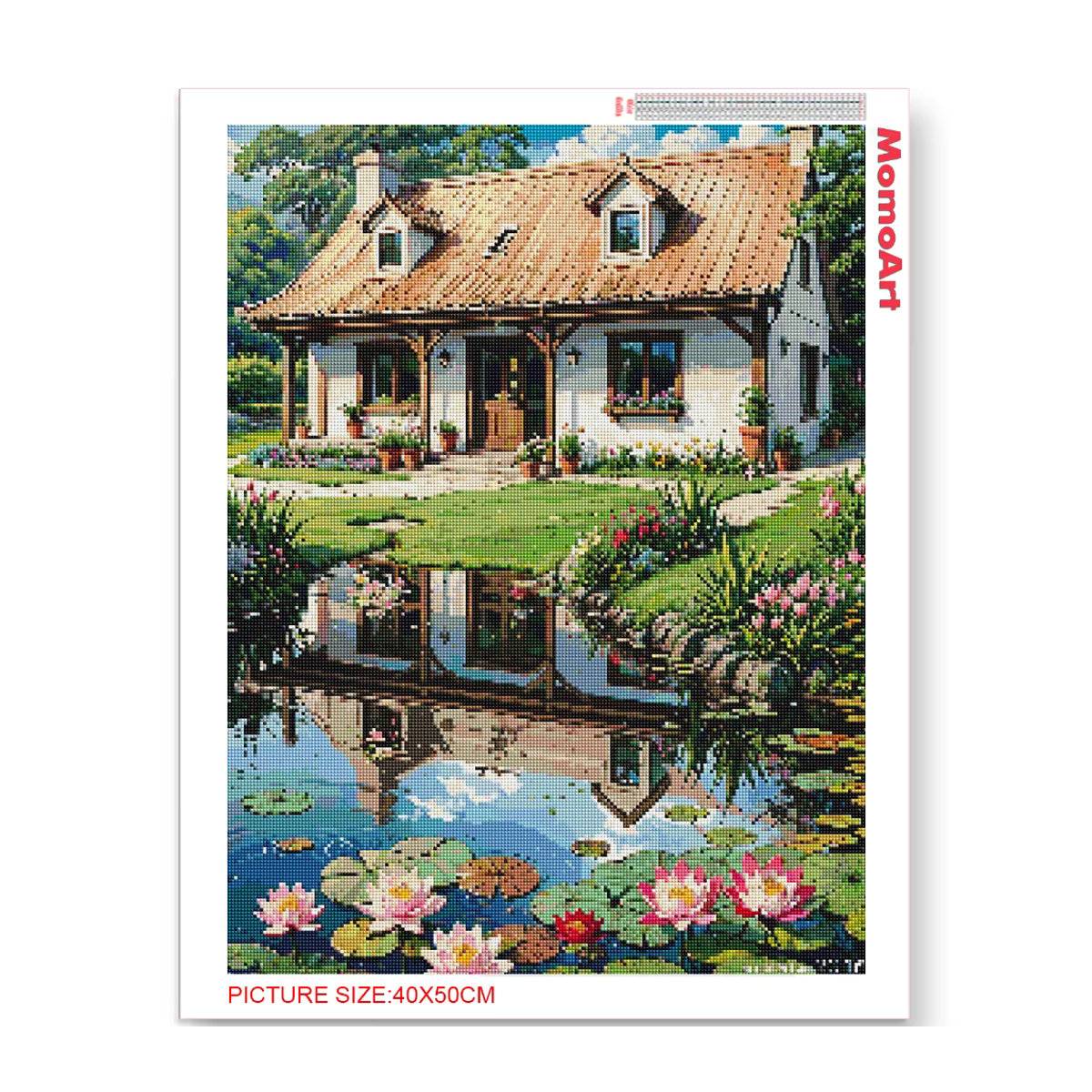 Momoart DIY Diamantmalerei Landhaus Motiv als runde Wandkunst mit mehrfarbigen Mosaik-Steinen, B/H: 30 x 30 cm - Bild 2