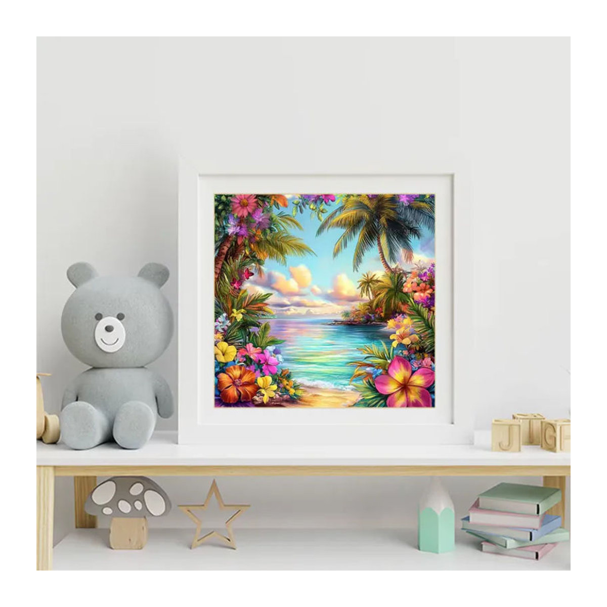Momoart DIY Diamantmalerei Meereslandschaft und florales Motiv für Erwachsene und Anfänger, mehrfarbig, rund - Bild 3