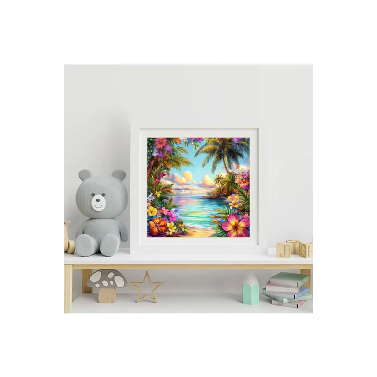Momoart DIY Diamantmalerei Meereslandschaft und florales Motiv für Erwachsene und Anfänger, mehrfarbig, rund - Bild 4