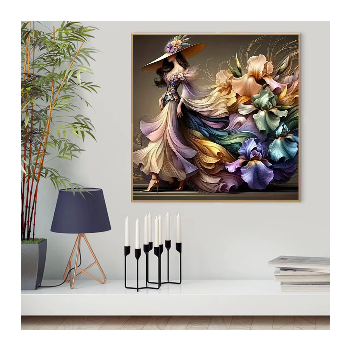 Momoart DIY Diamantmalerei Porträt einer Frau mit Blumen als dekorative Wanddekoration in Mehrfarbig - Bild 4