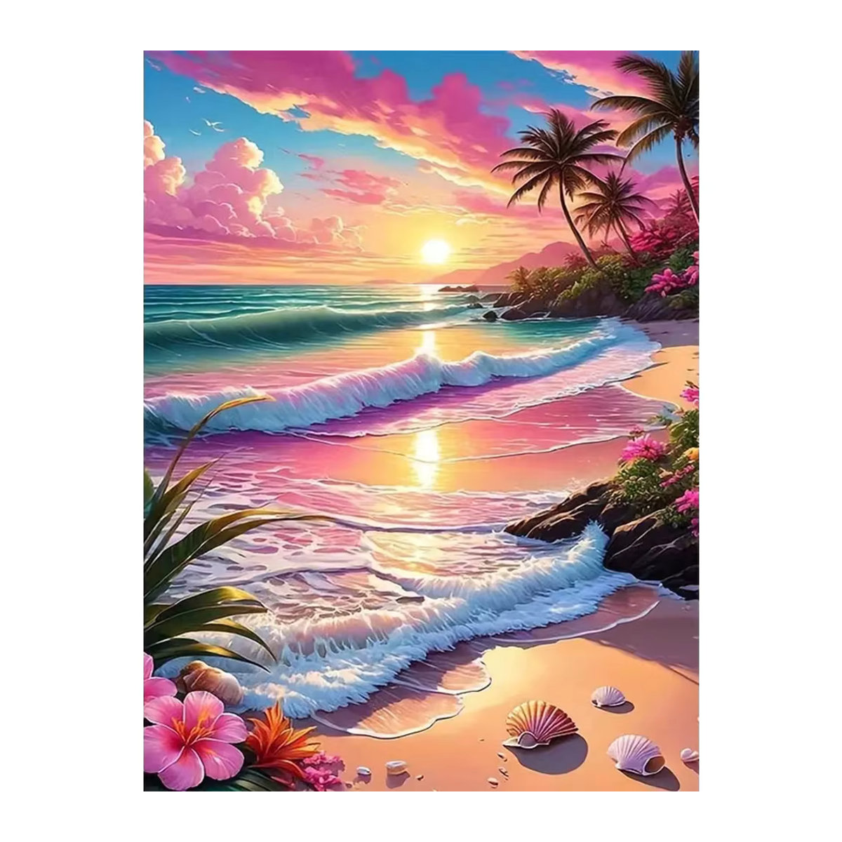Momoart DIY Diamantmosaik Set Meerlandschaft mit Sonnenuntergang, quadratisch, mehrfarbig - Bild 4