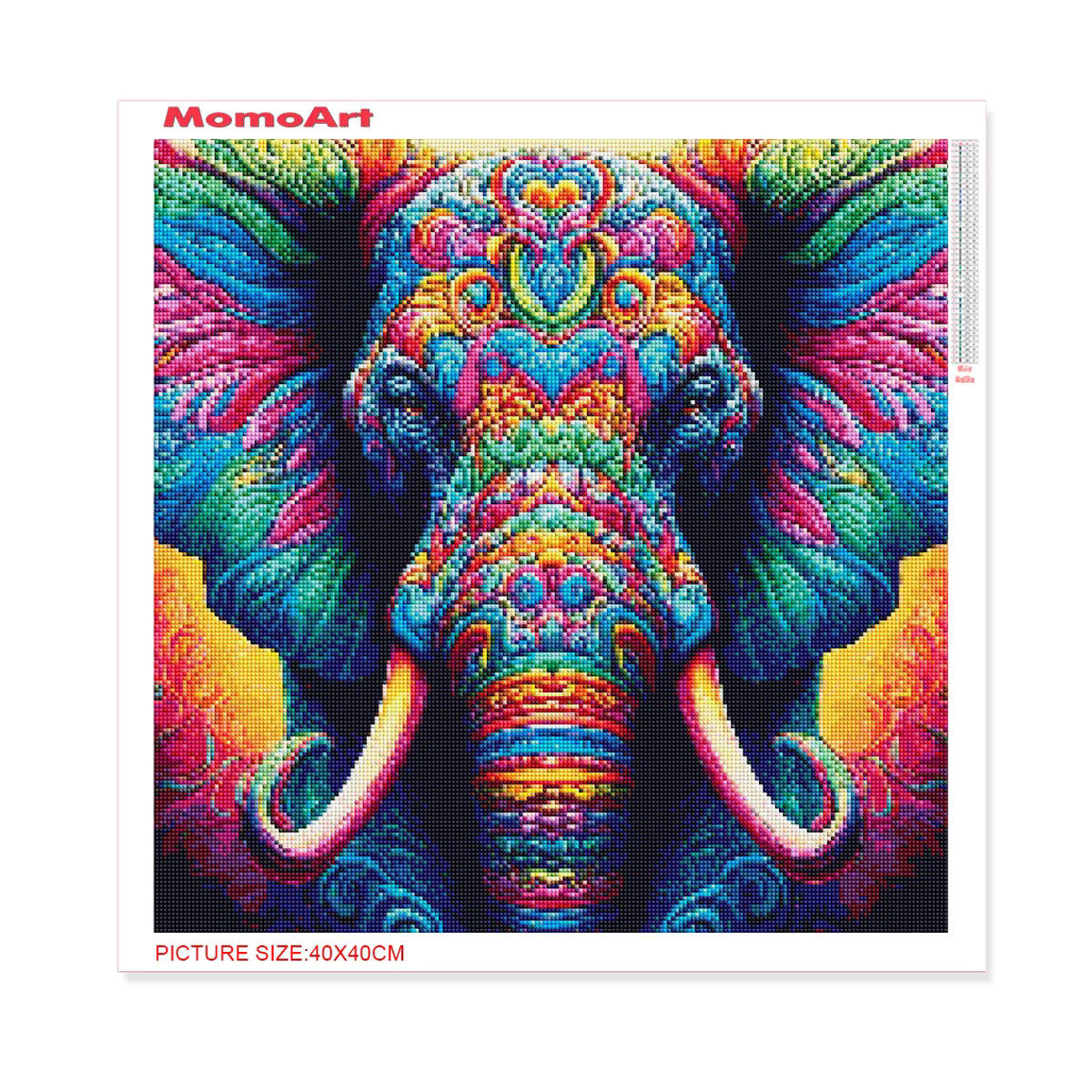 MomoArt DIY Diamantstickerei Elefant Mosaik Bild mit Strass und Perlen in Mehrfarbig im Bohemian Stil - Bild 2