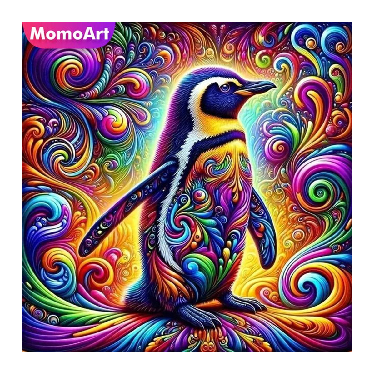 Momoart DIY Pinguin Diamantgemälde als abstraktes Tier-Mosaik in Mehrfarbig zur Wandmontage für Kinder - Bild 1