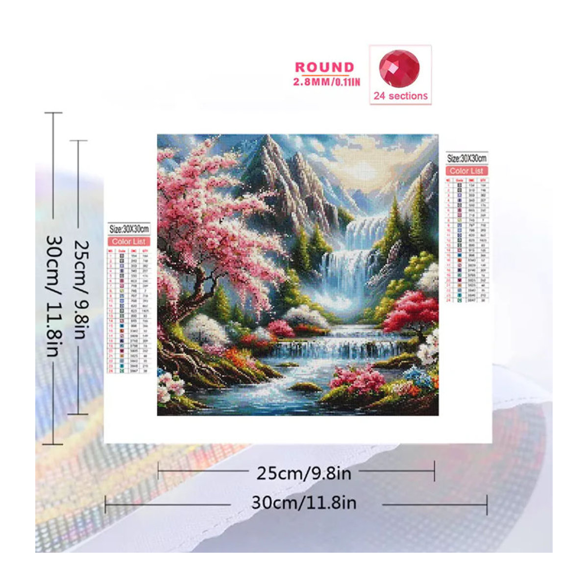 Momoart Wasserfall Diamantmalerei Landschaftsmosaik mit floralem Bergmuster für Erwachsene und Anfänger in Mehrfarbig - Bild 2