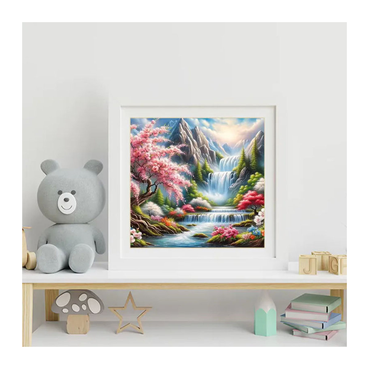 Momoart Wasserfall Diamantmalerei Landschaftsmosaik mit floralem Bergmuster für Erwachsene und Anfänger in Mehrfarbig - Bild 3