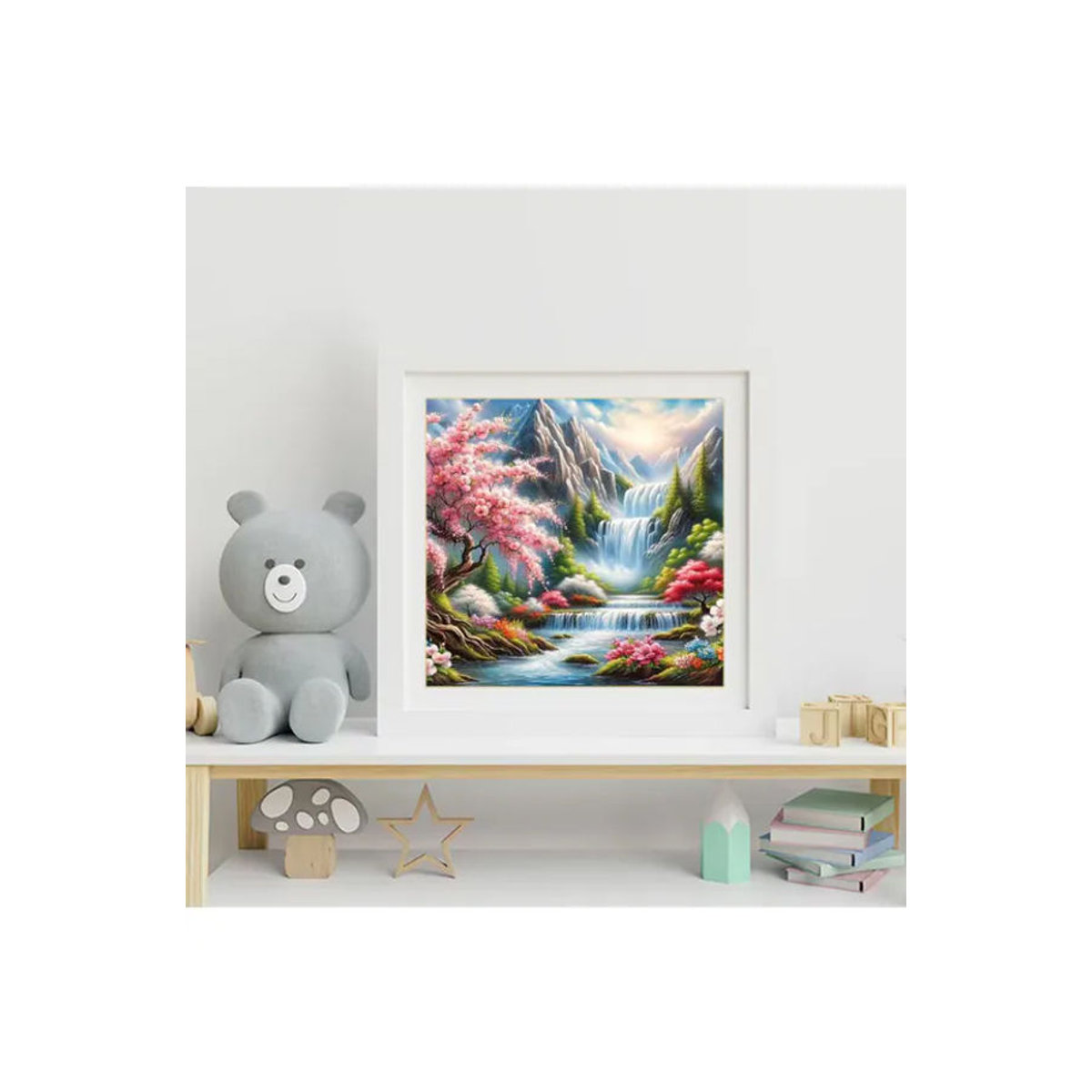 Momoart Wasserfall Diamantmalerei Landschaftsmosaik mit floralem Bergmuster für Erwachsene und Anfänger in Mehrfarbig - Bild 4