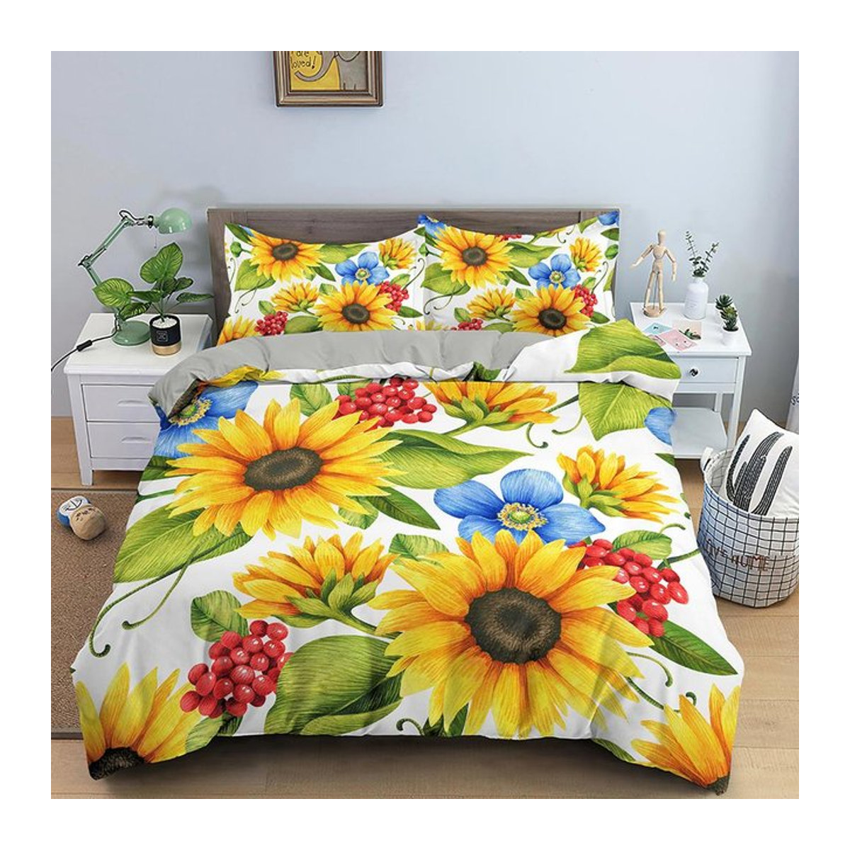 Monika Chen 3D Sonnenblumen Bettwäsche Set mit Blumendruck, 3-teilig, B/H: 135 x 200 cm - Bild 1