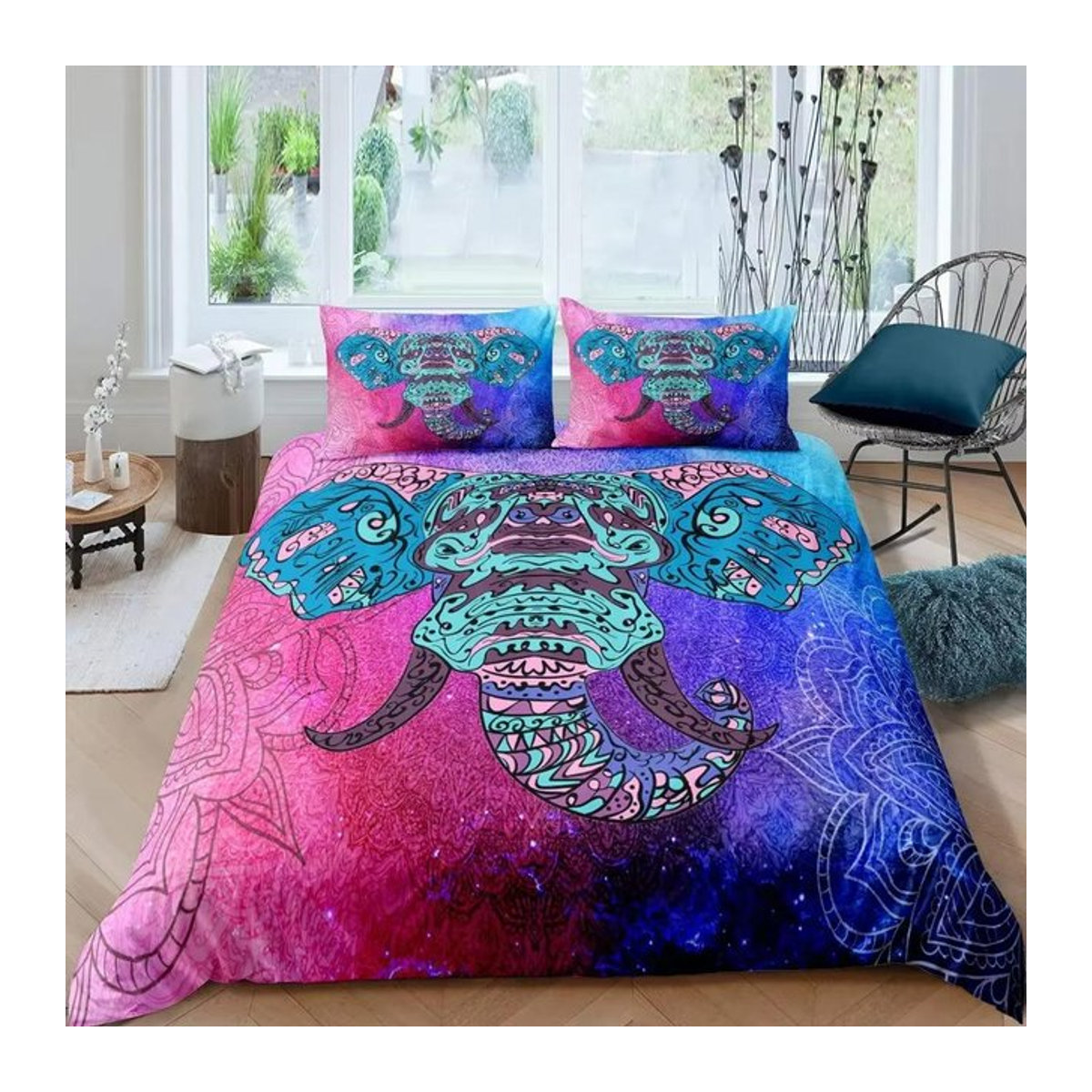 Monika Chen Bettwäsche Set Elefant Boho Vintage Multicolor, 3-teilig, Breite: 135 cm, Länge: 200 cm - Bild 1
