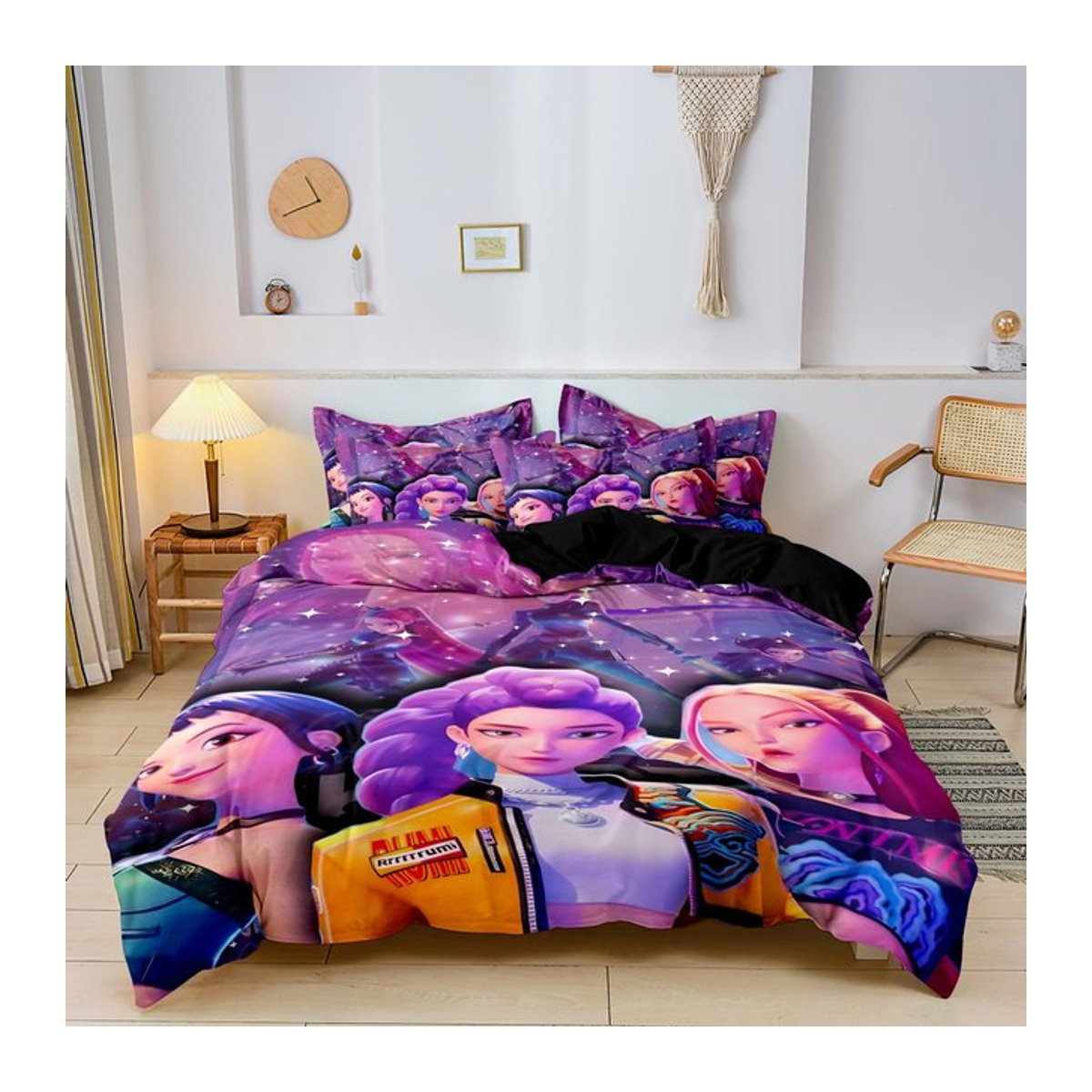 Monika Chen Kpop Dämonenjäger Huntrix Bettwäscheset Multicolor, 3-teiliges Anime Bettwäsche-Set für Erwachsene, B/H: 140 x 210 cm - Bild 1