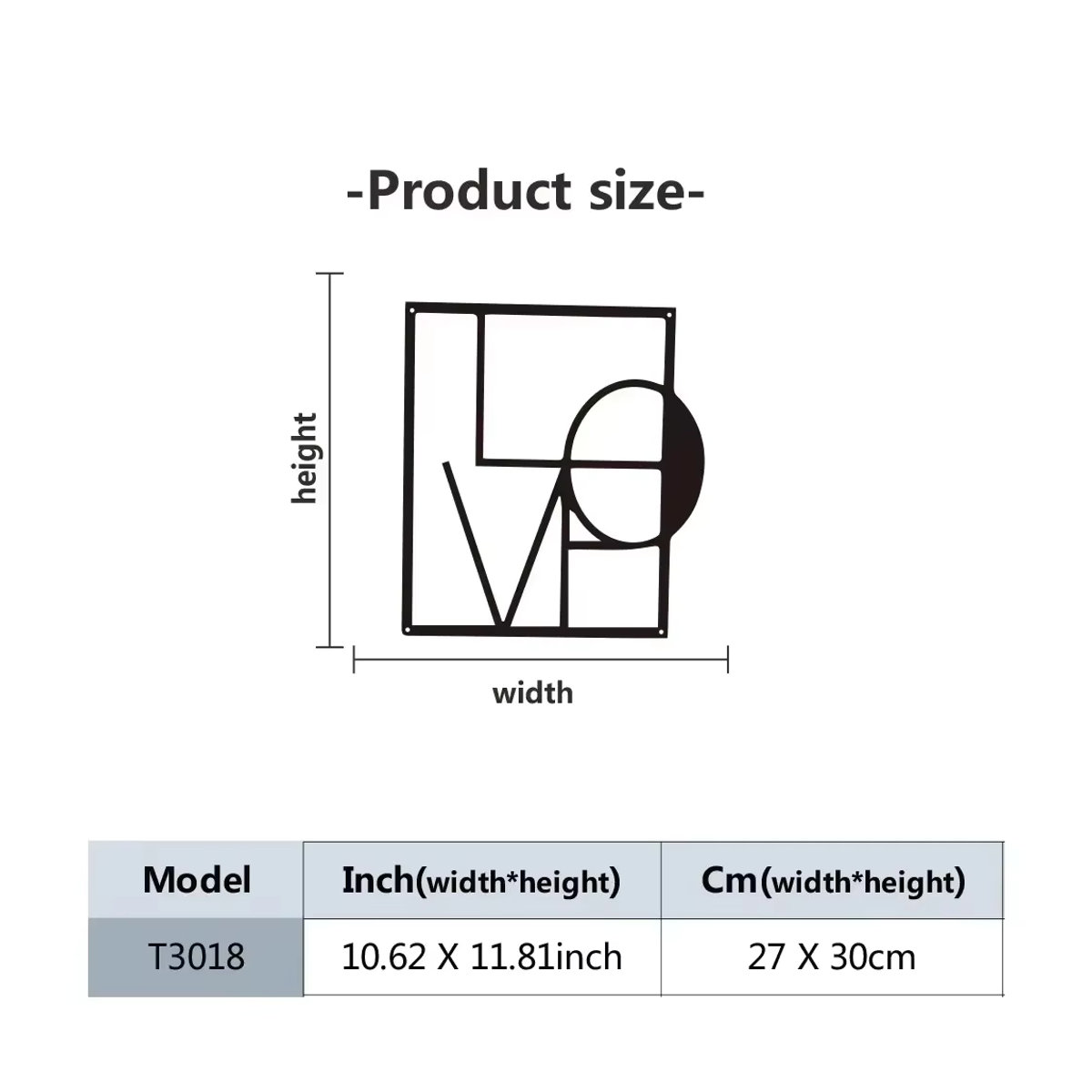 Monochrome Love Wandkunst aus Metall von CIFBUY in Schwarz – minimalistisches geometrisches Design für die Wandmontage - Bild 2