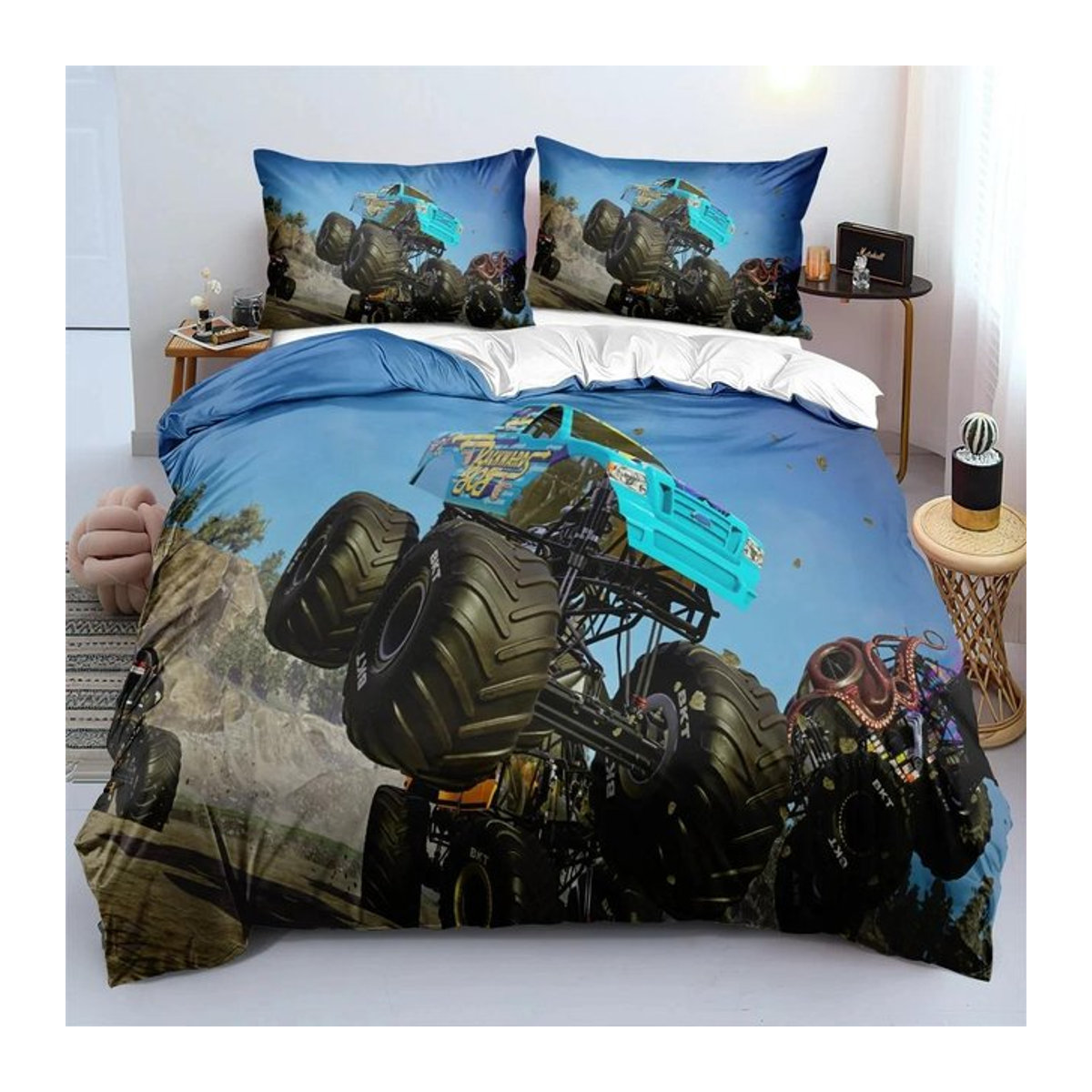 Monster Jam Bettwäsche-Set mit Bettbezug und Kissenbezug, 3-teilig, EU Single B/H: 135 x 200 cm - Bild 1