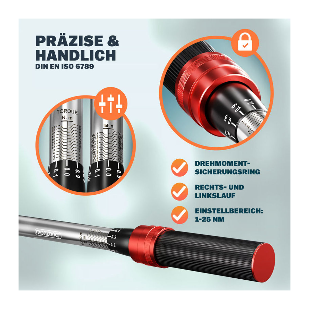 MONZANA Drehmomentschlüssel-Set 18-teilig für Fahrrad und Motorrad aus Metall - Bild 4