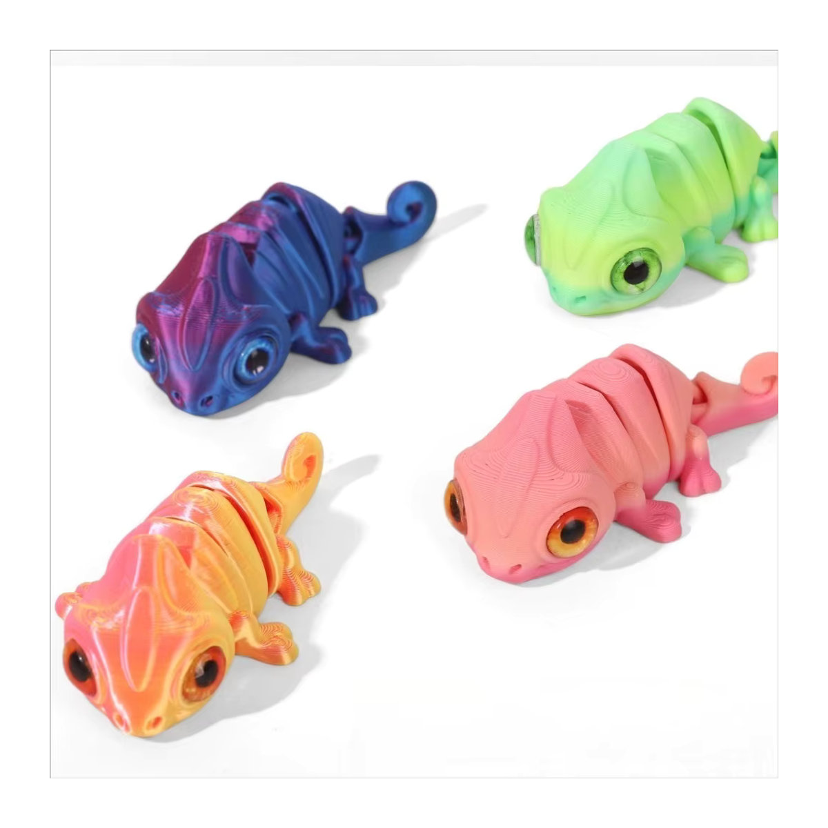MOONBIFFY 3D-Druck Mini Chamäleon Figuren, mehrgelenkige bewegliche Simulationsaugen, Multicolor, Kinderspielzeug und Wohnaccessoire - Bild 2