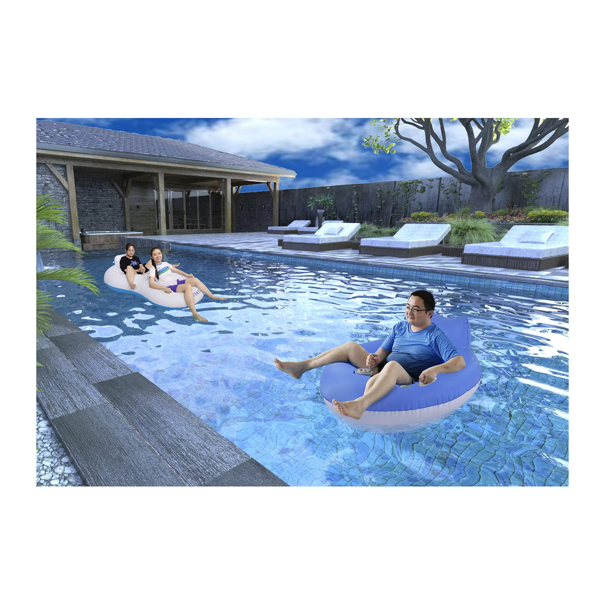 MOONBIFFY Elektrischer aufblasbarer Pool-Schwimmstuhl für Erwachsene mit Driftmotor - Bild 3