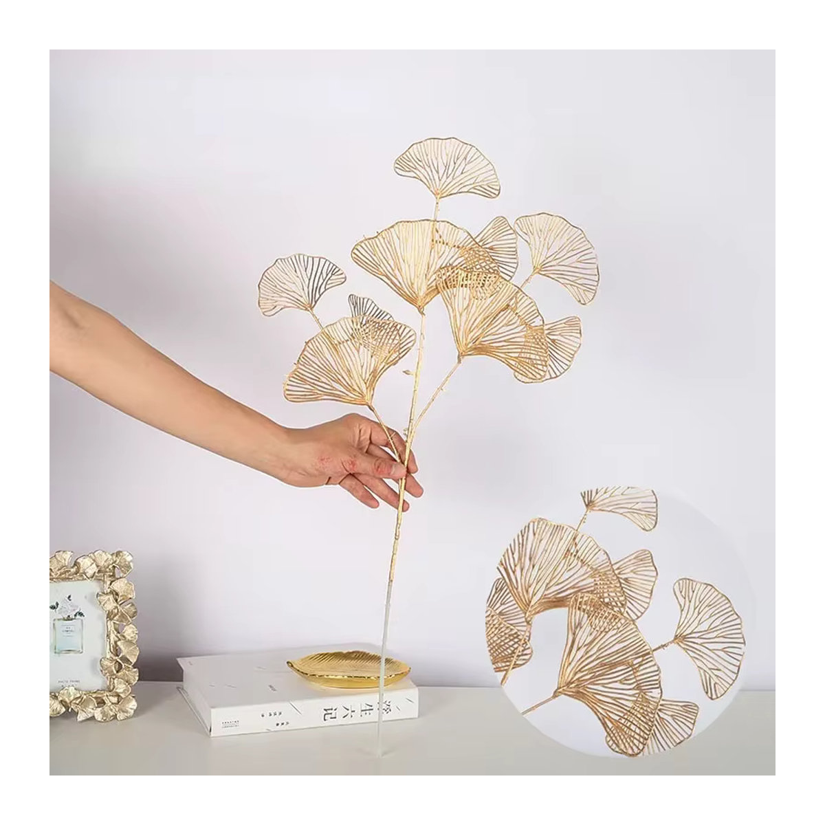 MOONBIFFY Künstliche Ginkgo-Zweige in Gold für DIY-Hochzeitsdekoration und Heimdekoration - Bild 3